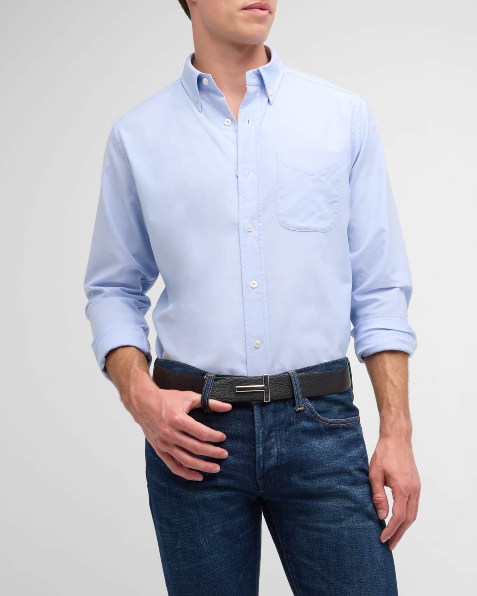 TOM FORD Men's Slim Fit Oxford Dress Shirt Neiman Marcus