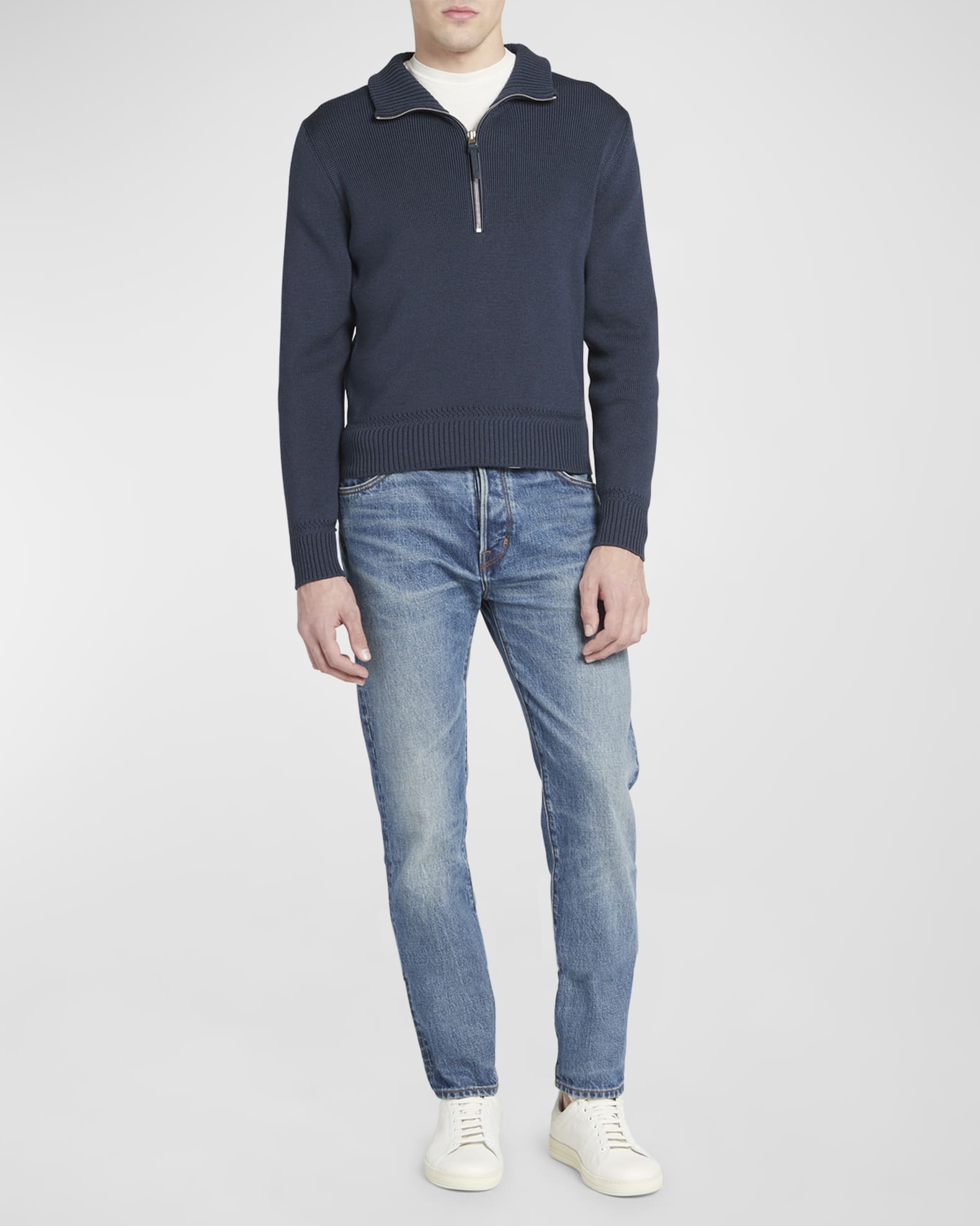 【関税&送料込】Tom Ford Sweater TOM FORD Men's Wool-Silk Half-Zip Sweater | Neiman Marcus