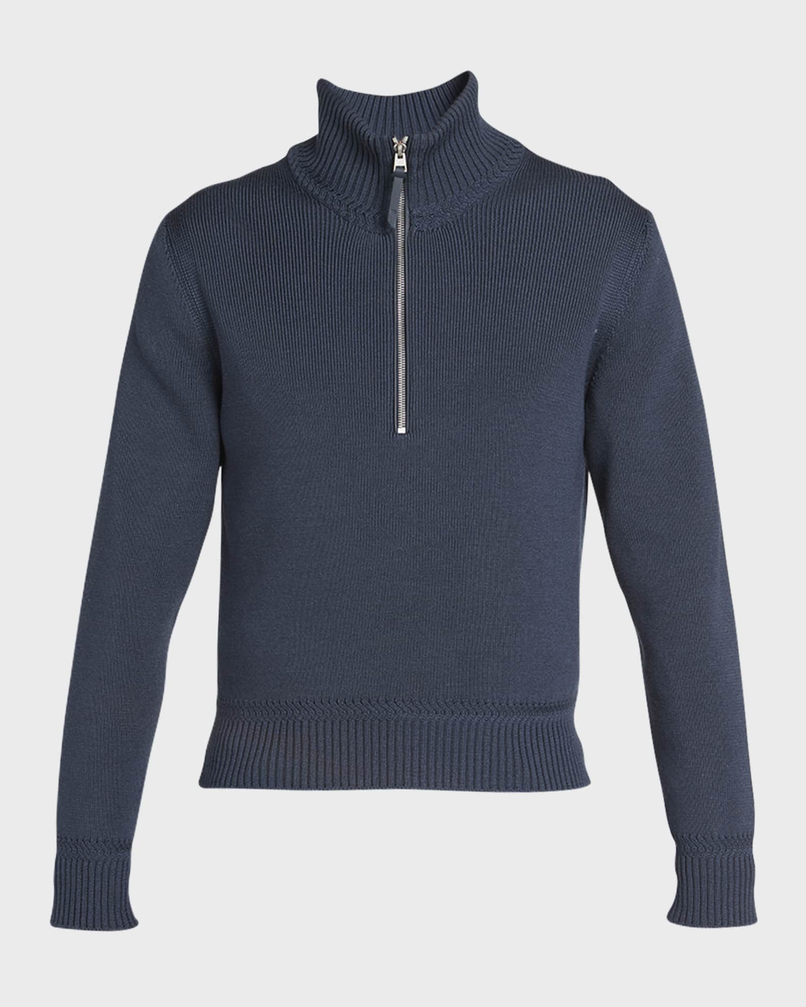 TOM FORD Men's Wool-Silk Half-Zip Sweater | Neiman Marcus