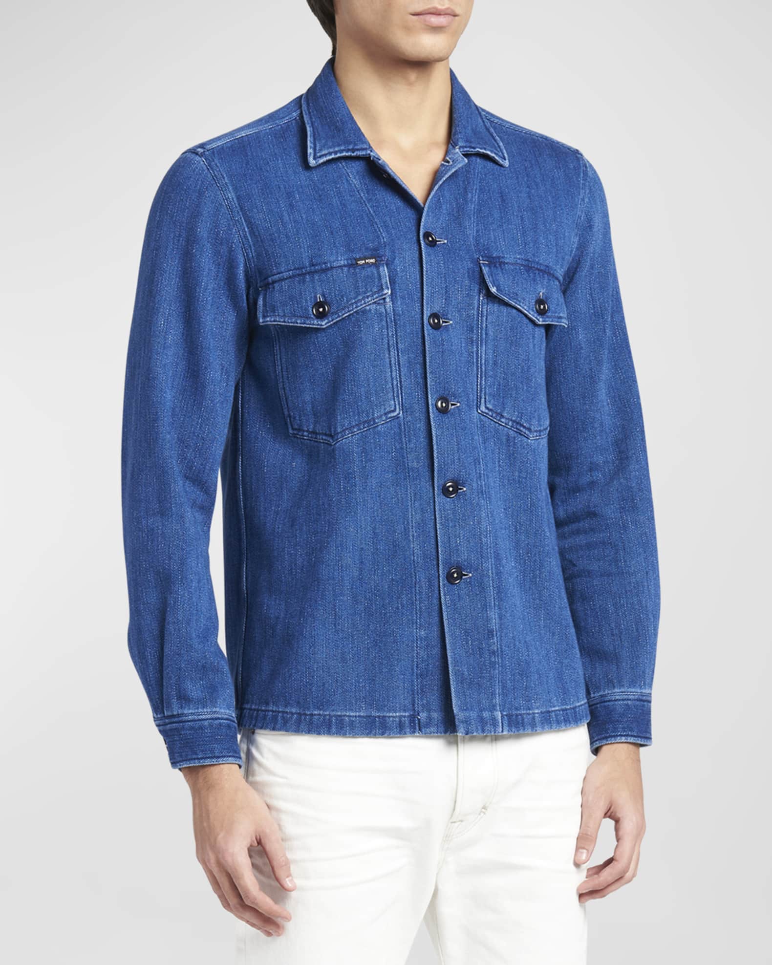 TOM FORD Men's Denim Overshirt | Neiman Marcus