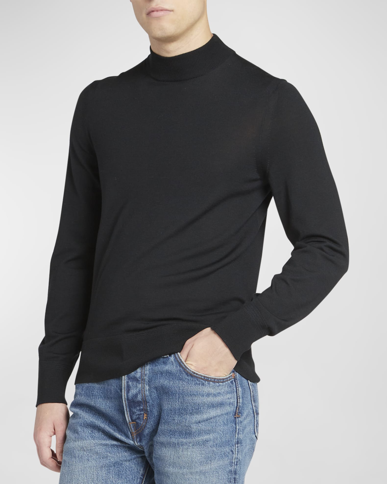 TOM FORD Men's Wool Mock Neck Sweater | Neiman Marcus