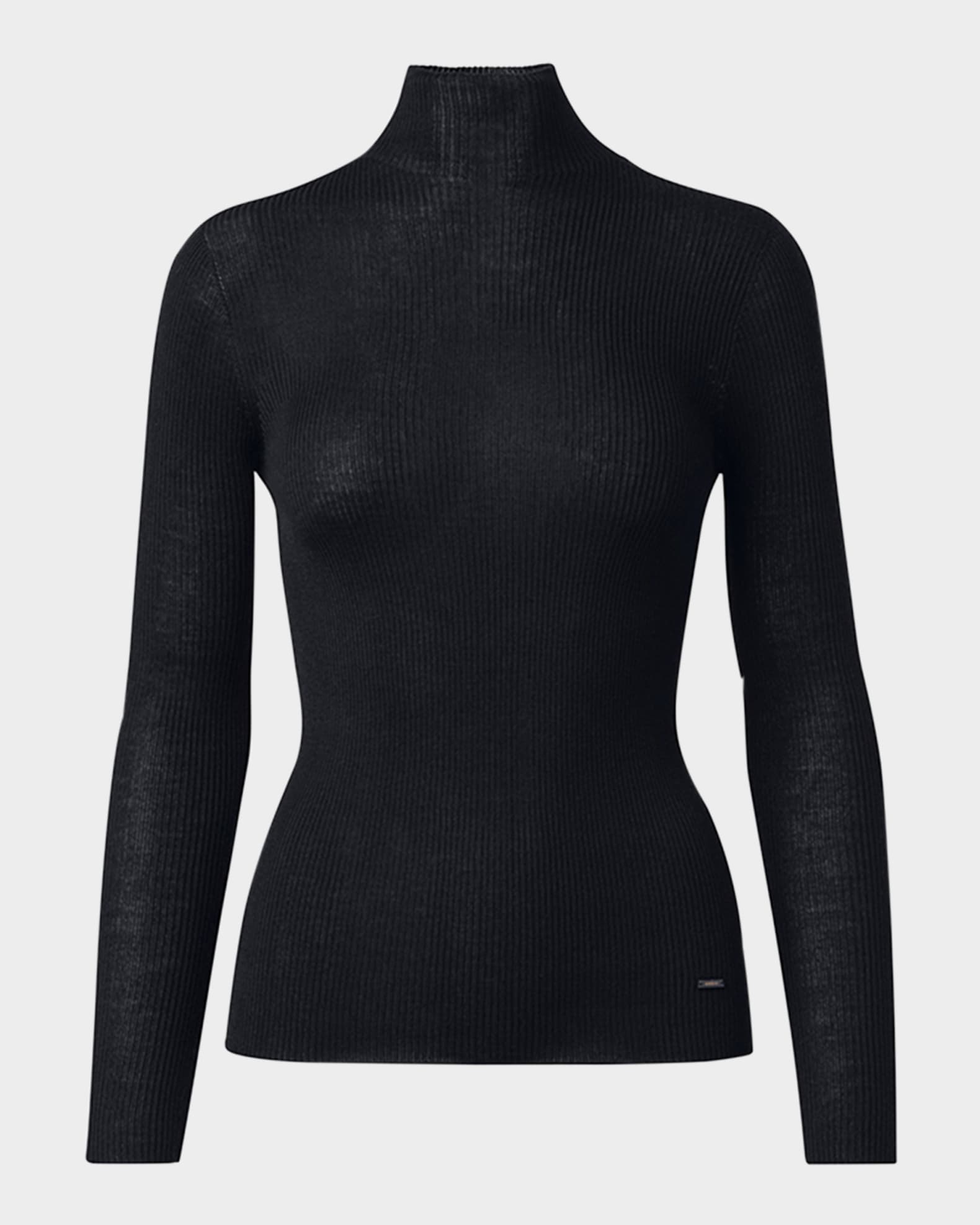 Cashmere-Silk Fine Ribbed Knit Pullover 0
