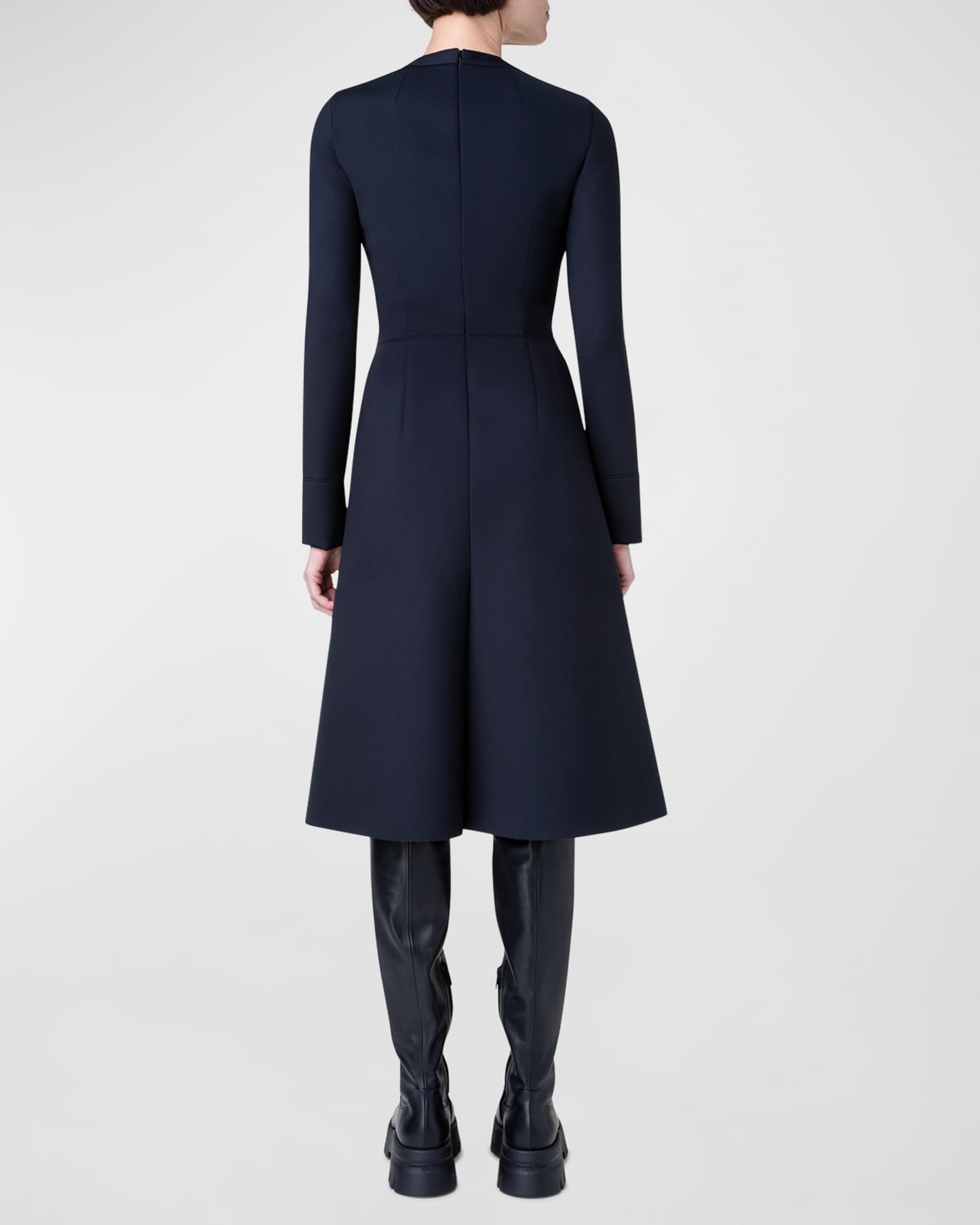 Akris Neoprene Midi Dress with Front Zip Detail | Neiman Marcus