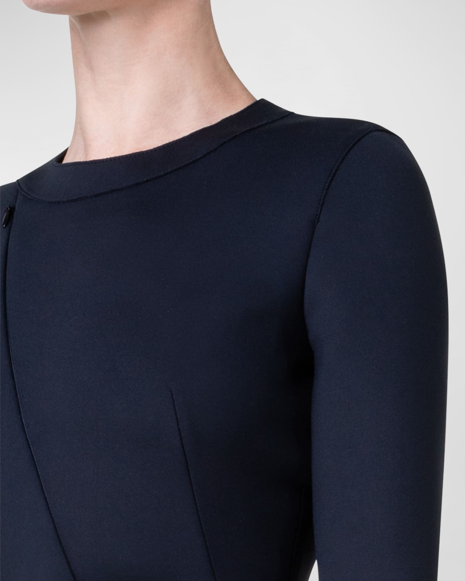 Akris Neoprene Midi Dress with Front Zip Detail Neiman Marcus