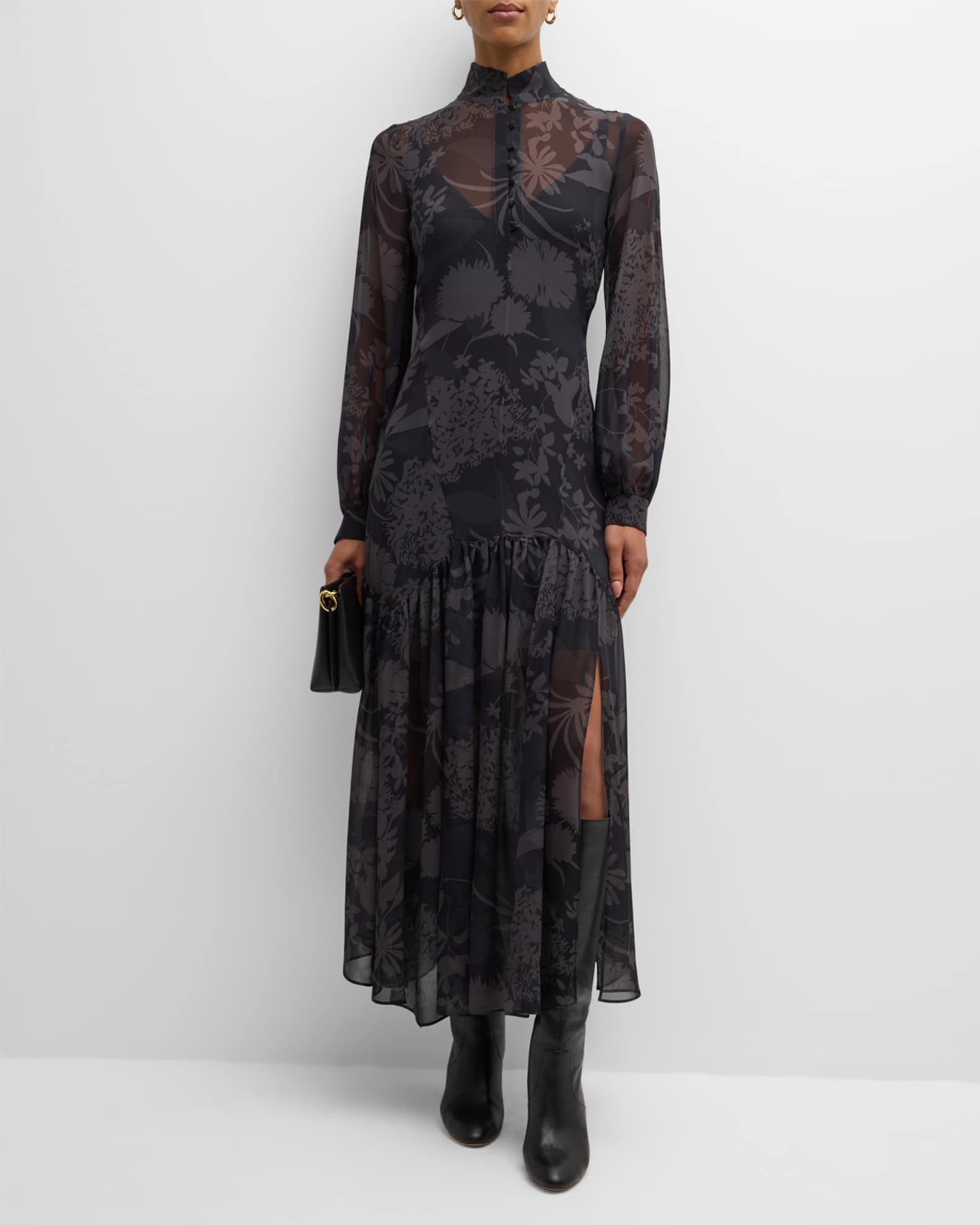 Akris Silk Georgette Abraham Printed Gown | Neiman Marcus