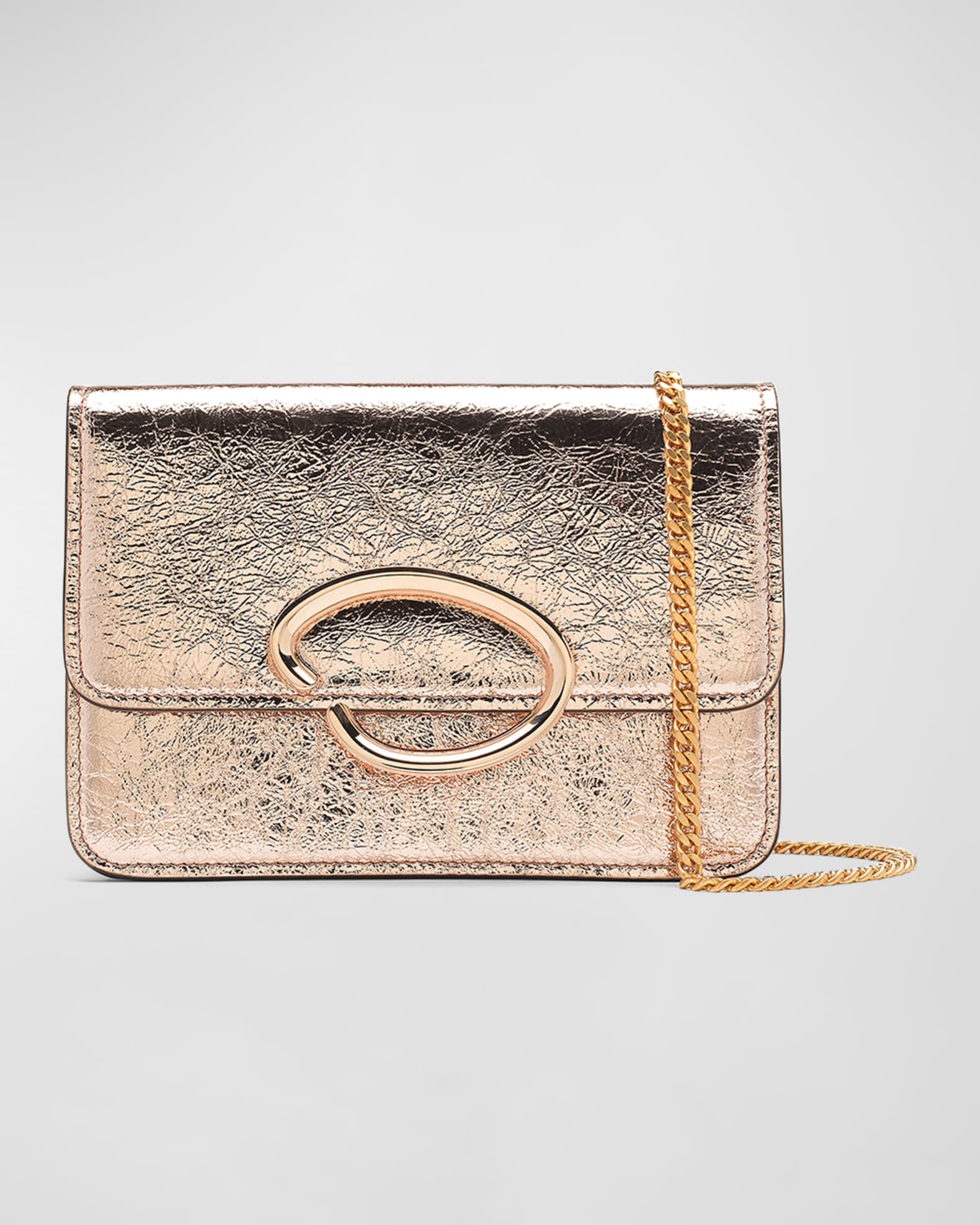 O Pochette Crinkled Metallic Shoulder Bag