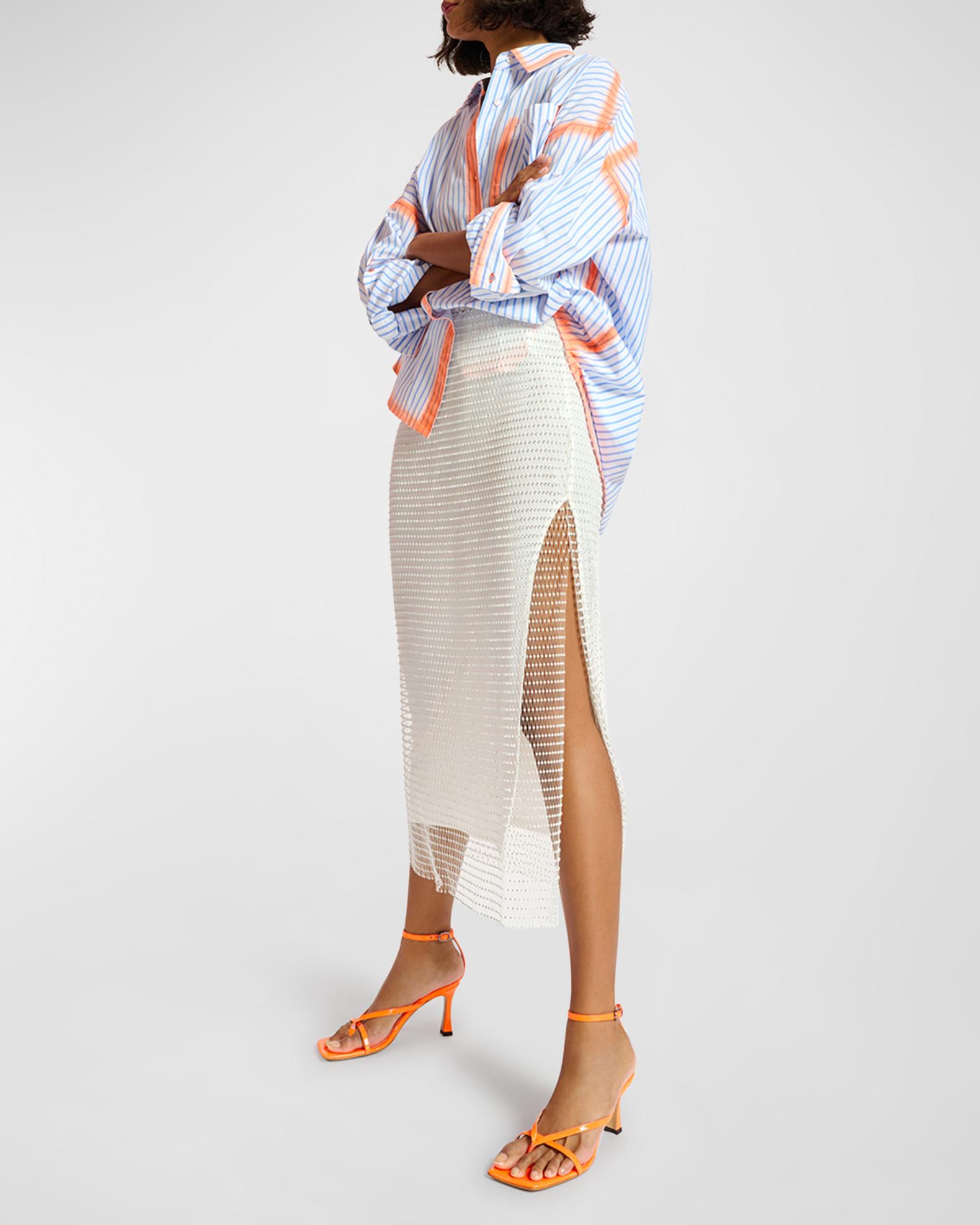 Essentiel Antwerp Diddy Rhinestone-Embellished Mesh Midi Skirt | Neiman ...
