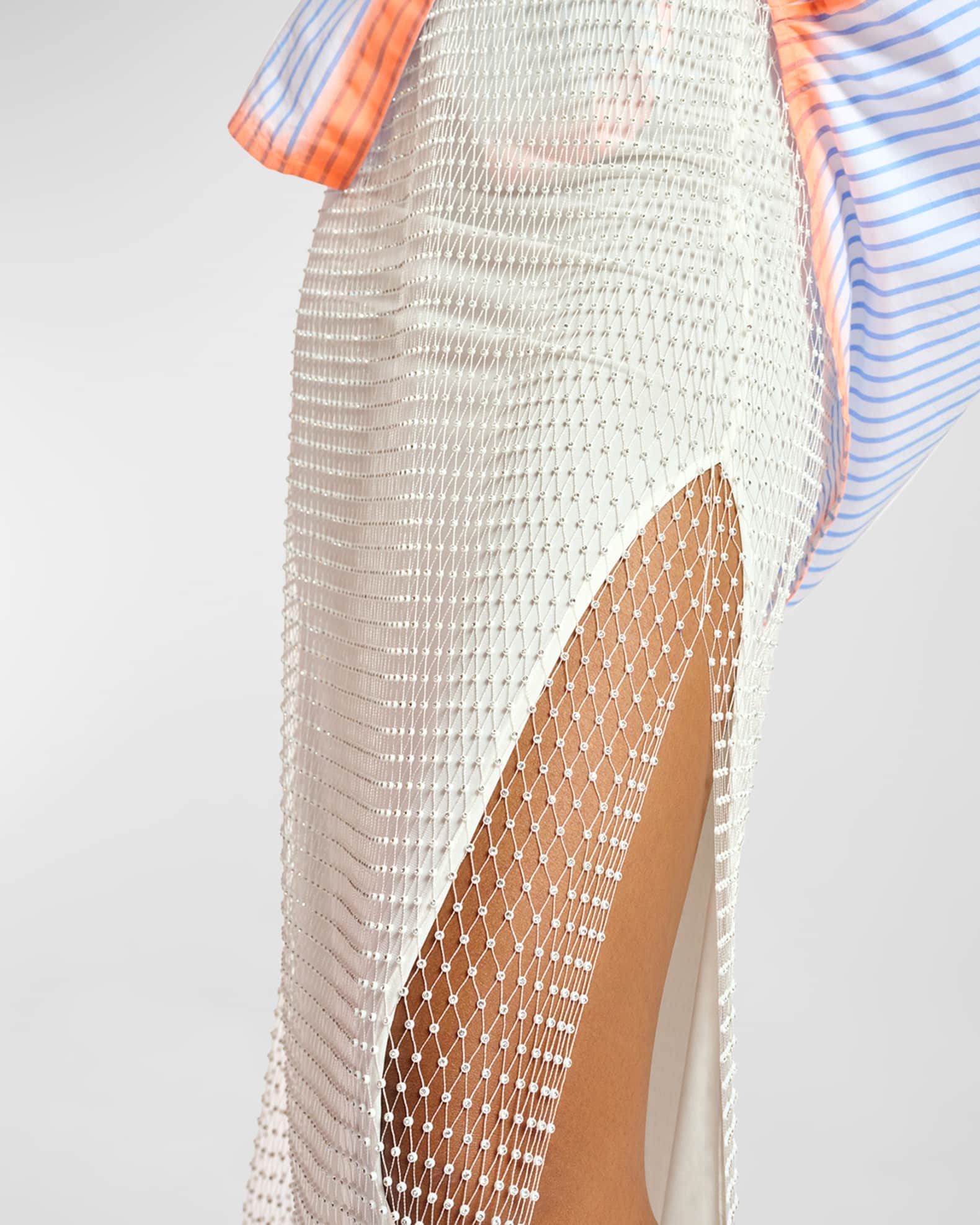 Essentiel Antwerp Diddy Rhinestone-Embellished Mesh Midi Skirt | Neiman ...