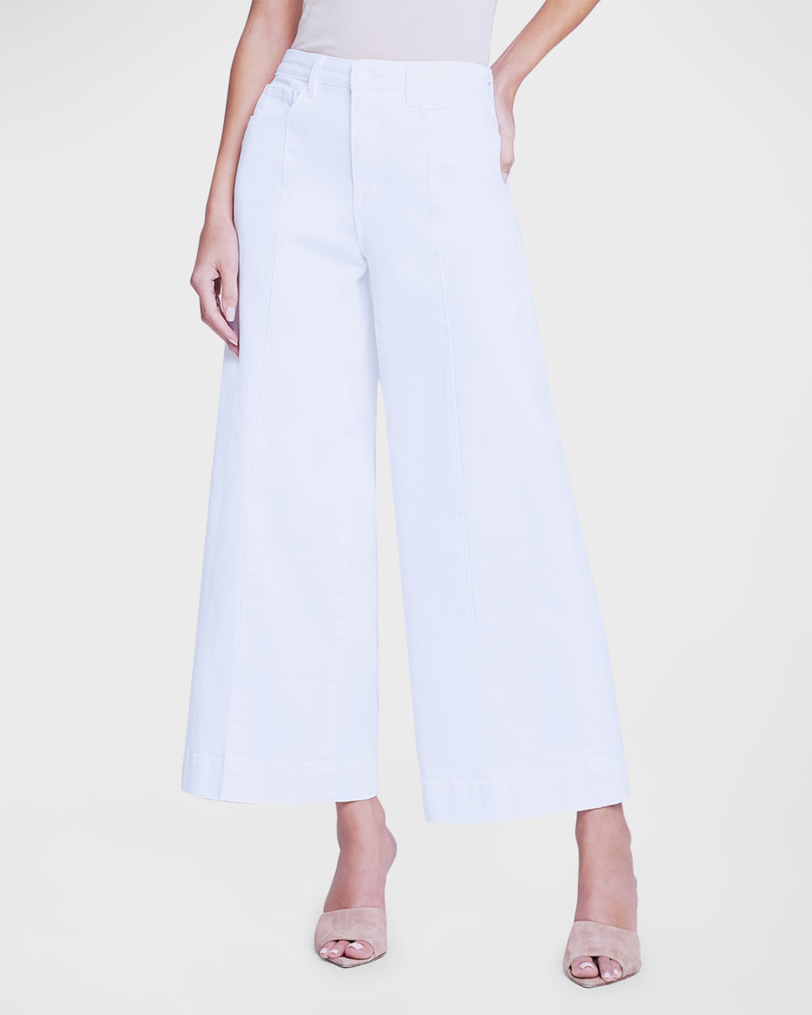 L'Agence Houston High Rise Wide Crop Jeans | Neiman Marcus