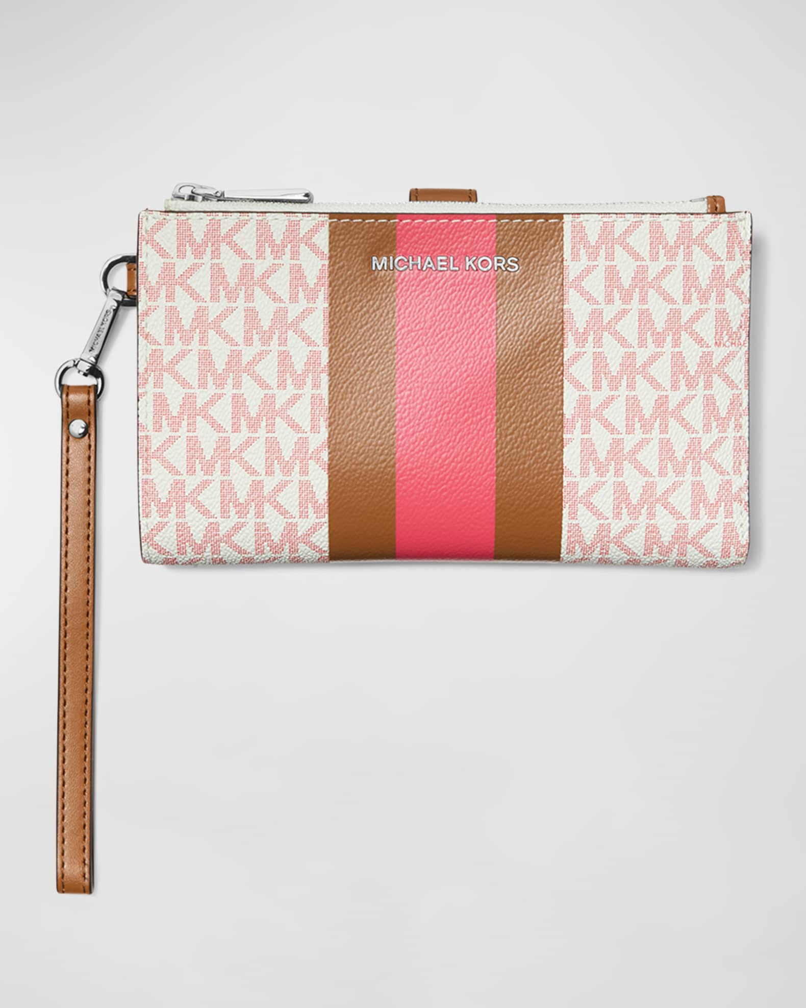 MICHAEL Michael Kors Jet Set Logo Stripe Double Zip Wristlet | Neiman ...