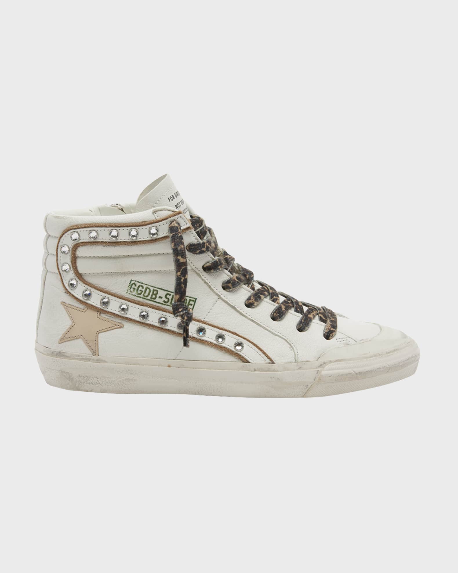 Slide Crystal Mid-Top Leather Sneakers  0