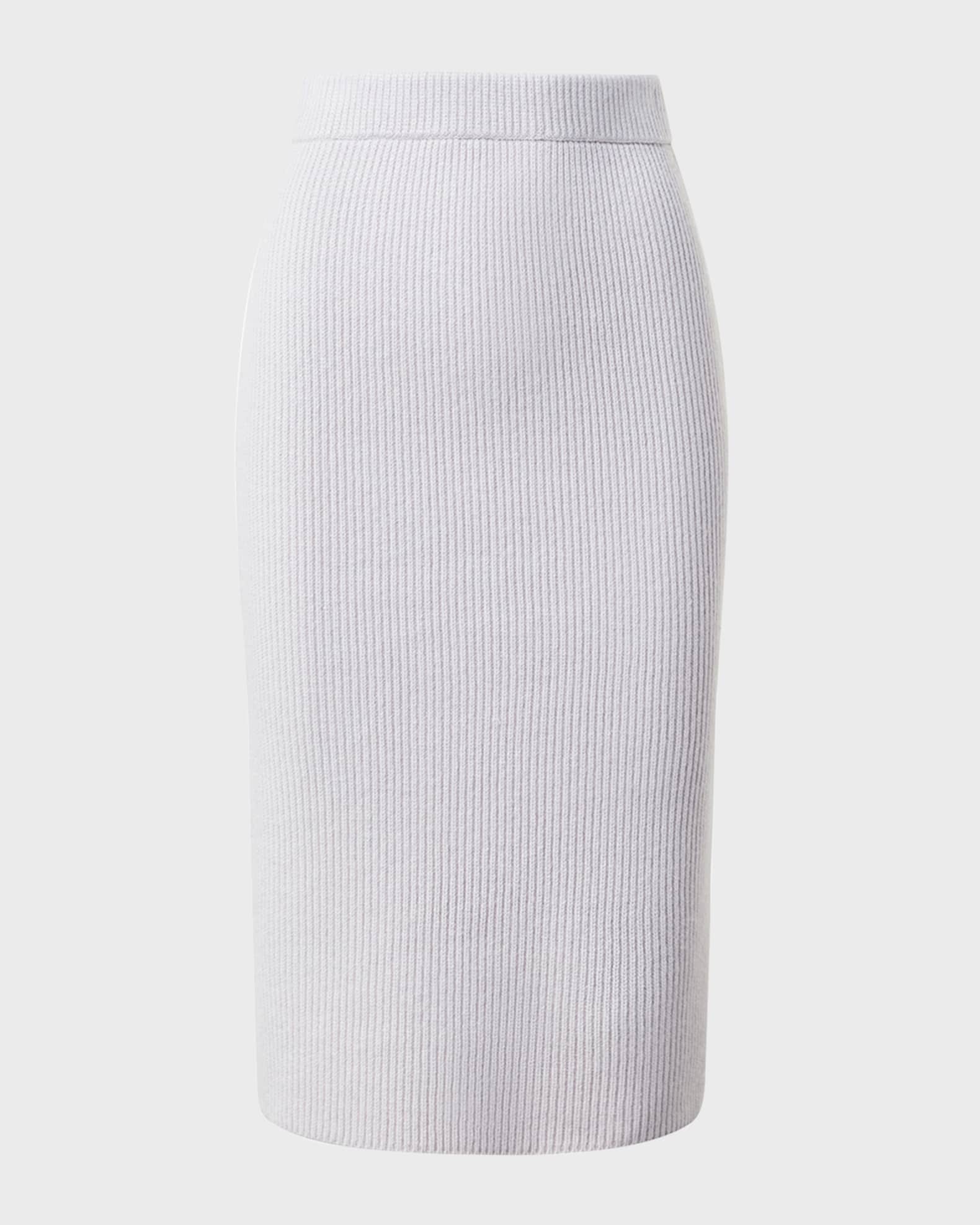 Akris Cashmere Ribbed Cardigan Stitch Pull-On Skirt