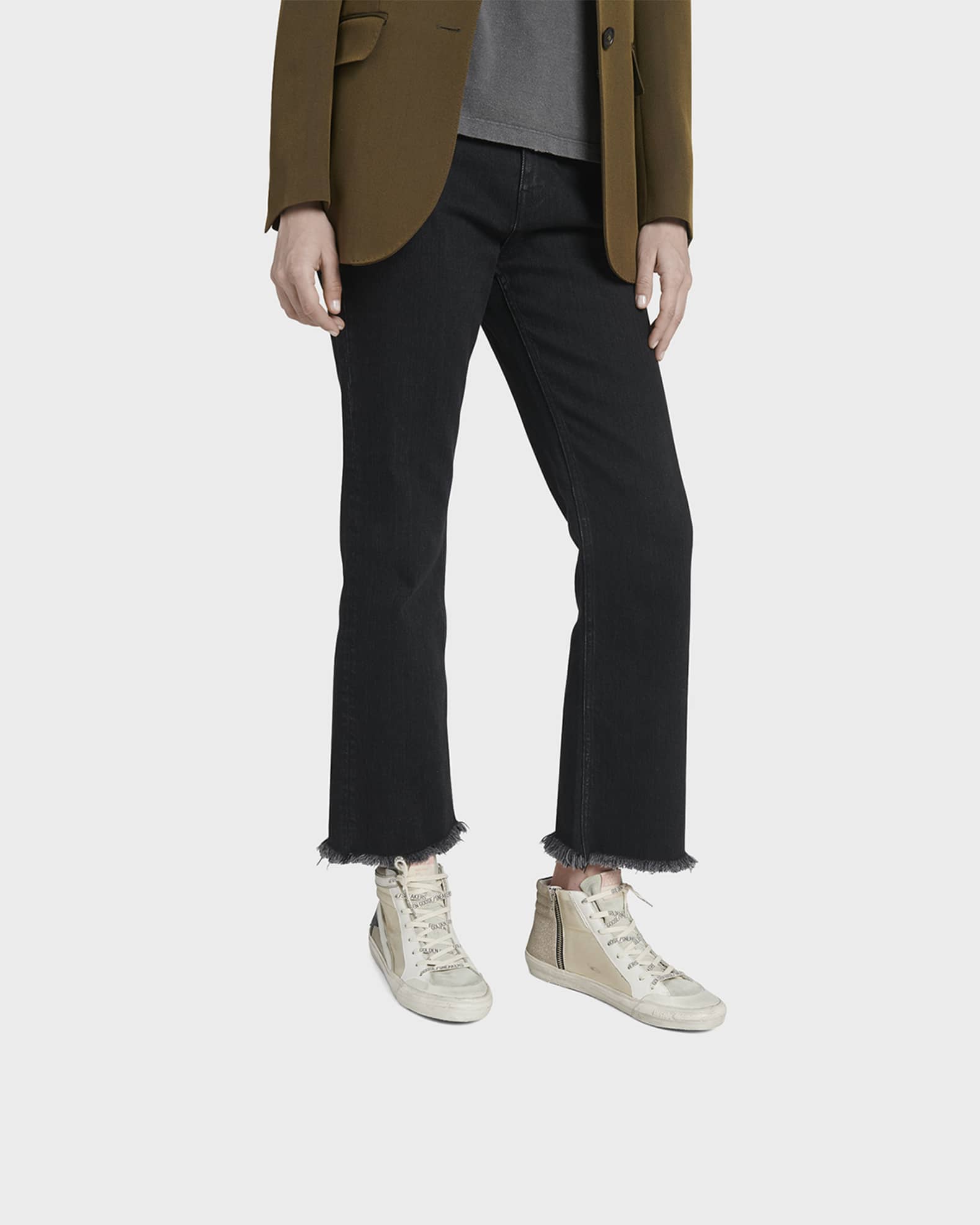 Slide Mid-Top Metallic Leather Sneakers 1