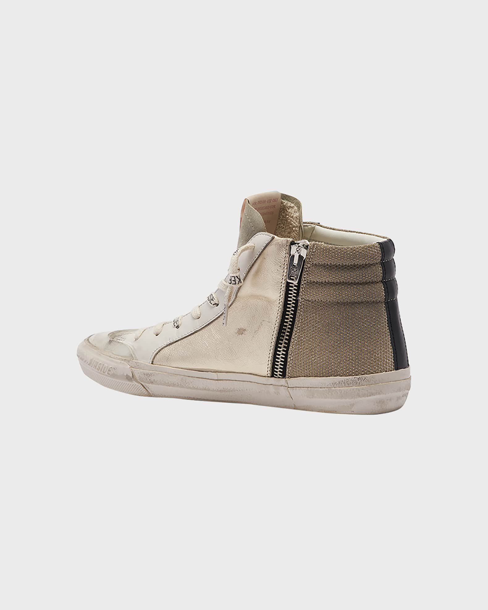 Golden Goose Slide Mid-Top Metallic Leather Sneakers | Neiman Marcus