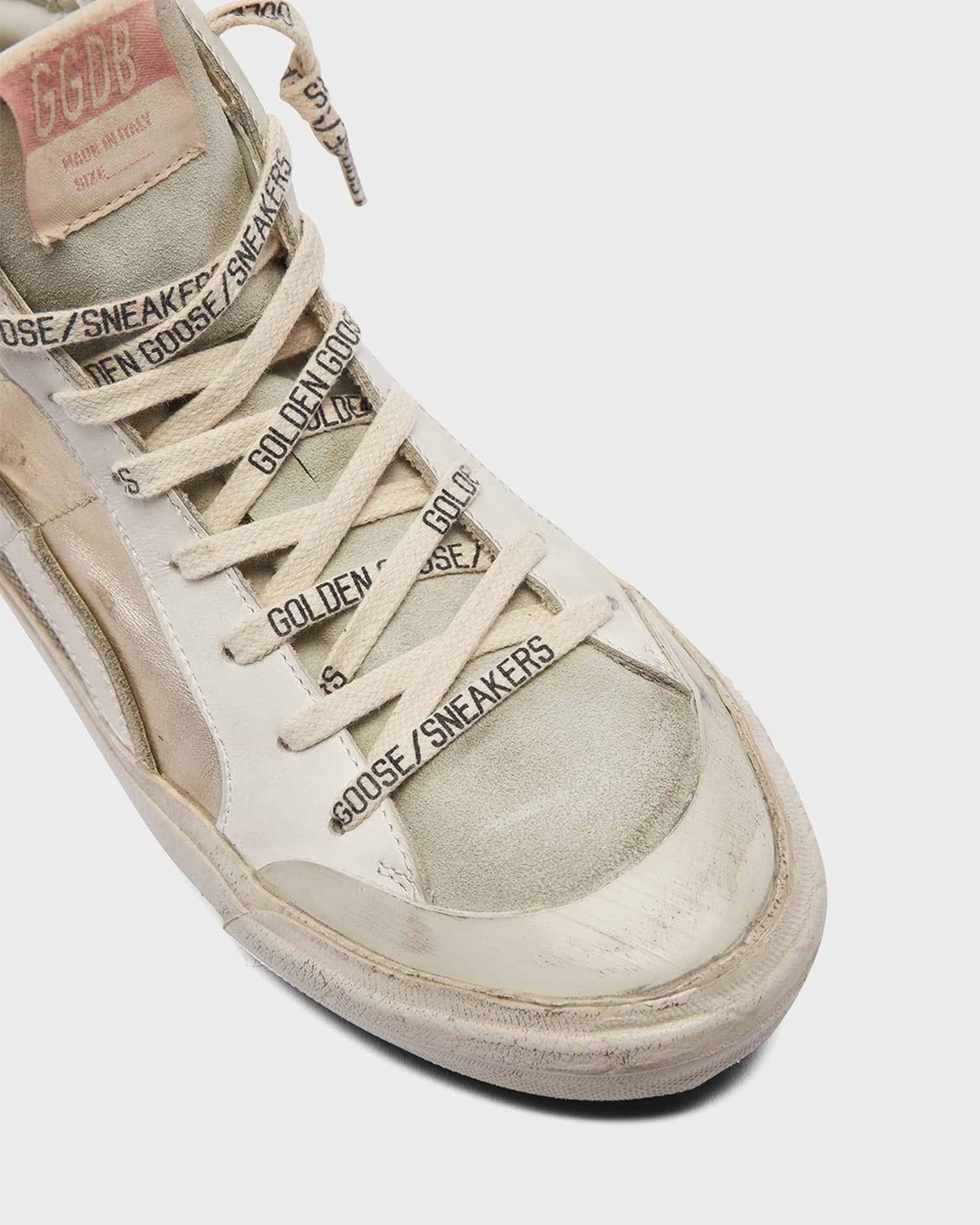 Golden Goose Slide Mid-Top Metallic Leather Sneakers | Neiman Marcus