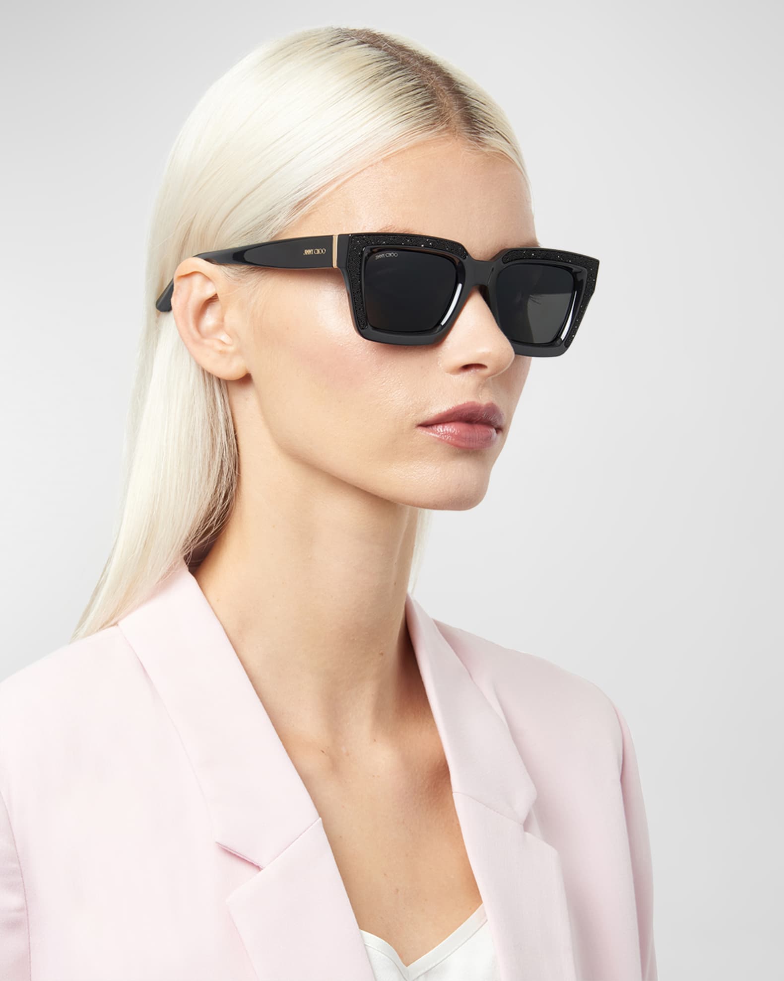 Jimmy Choo Women's Megs Crystal Panel Rectangle Sunglasses