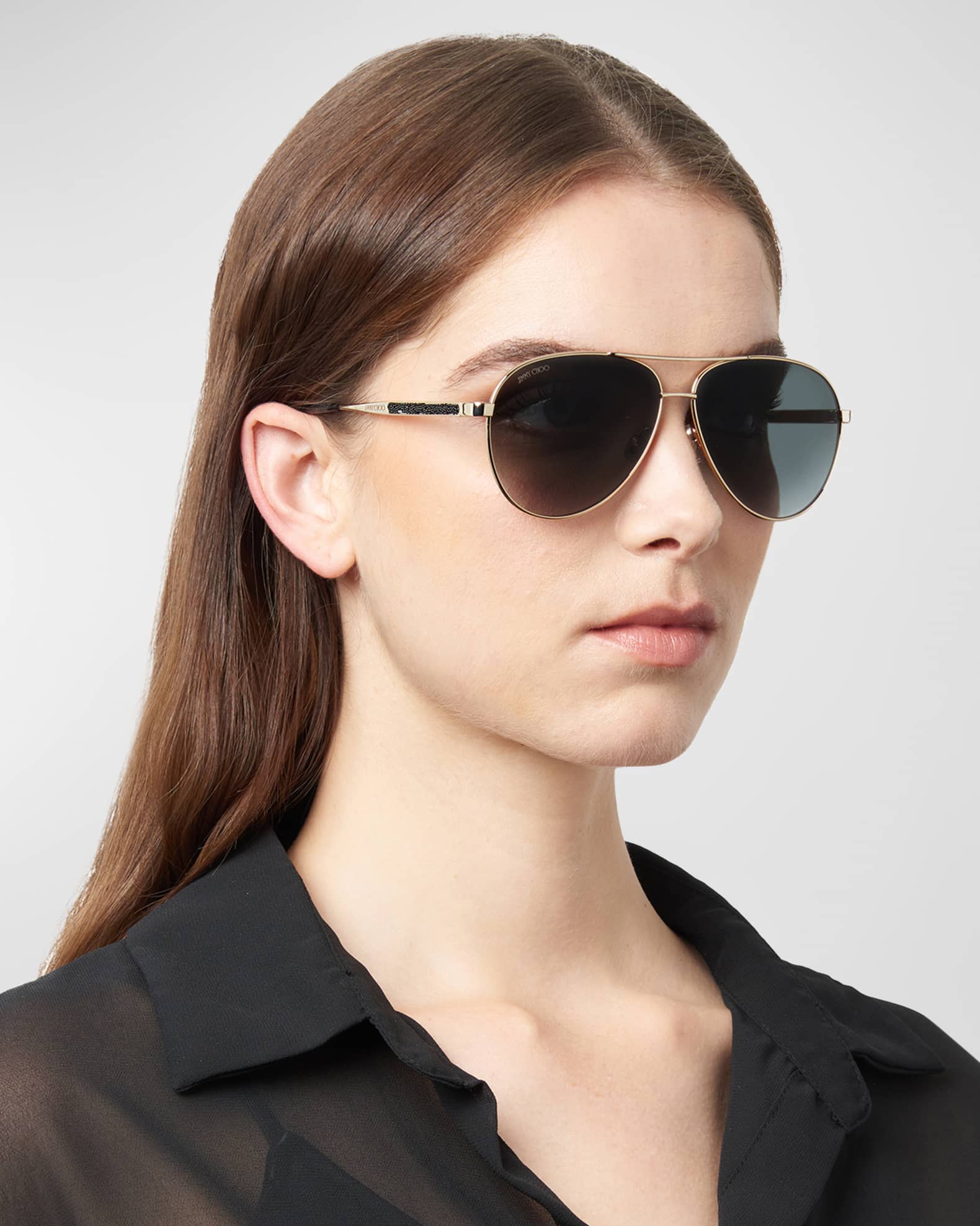 Jimmy Choo Jimenas Stainless Steel Aviator Sunglasses Neiman Marcus