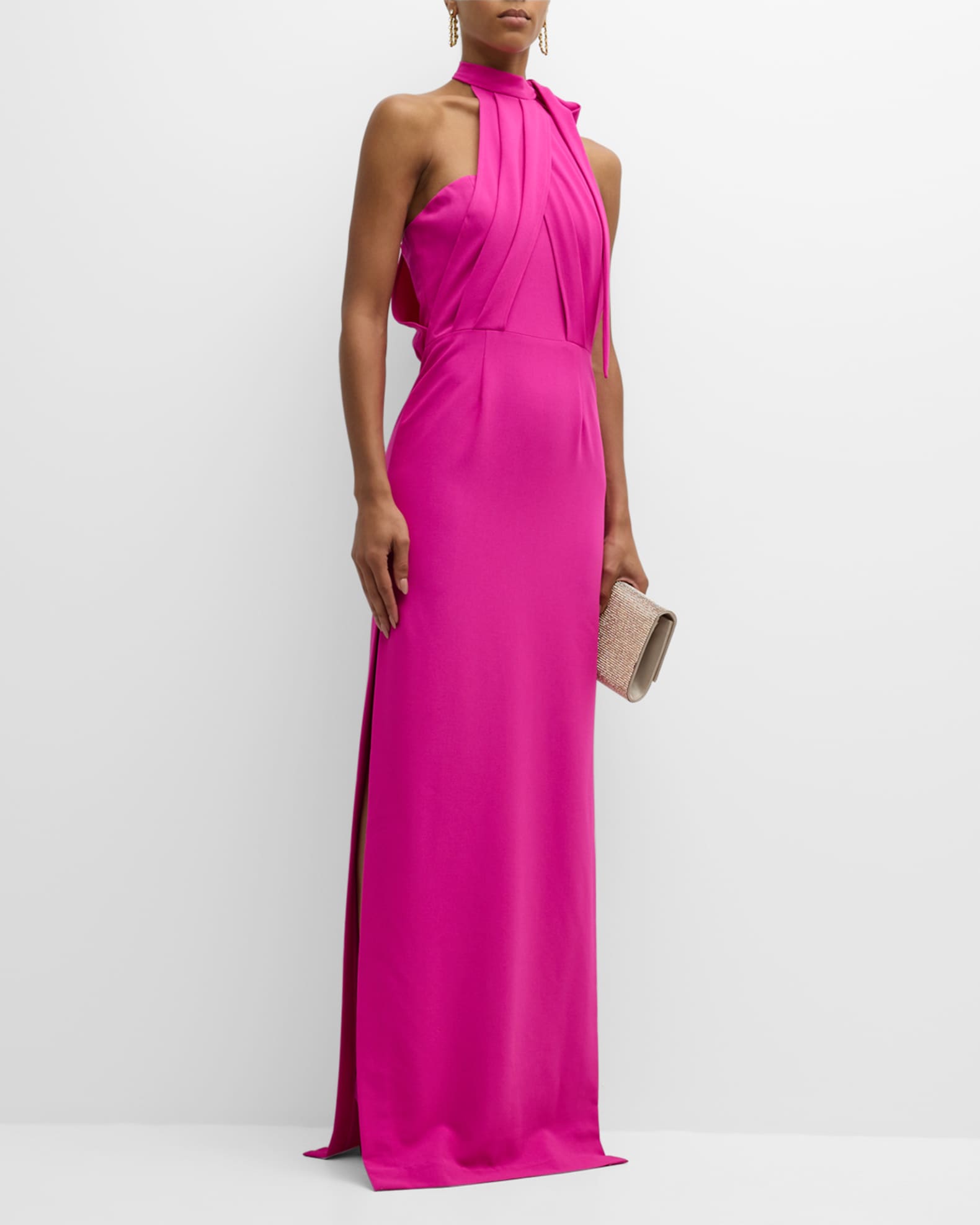 Black Halo Annabeth Draped Halter Column Gown Neiman Marcus