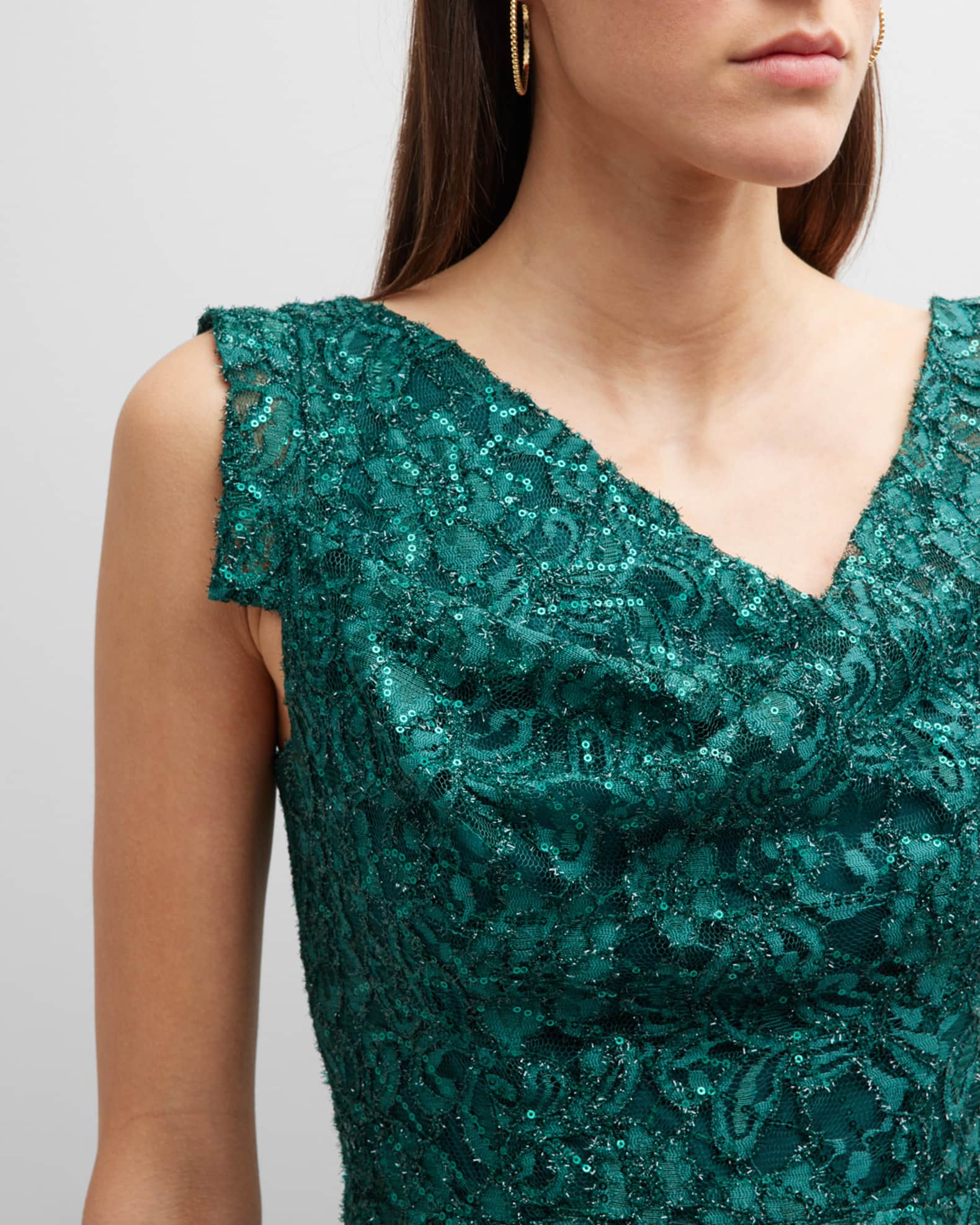 4610175 Black Lace Sequin Dress
