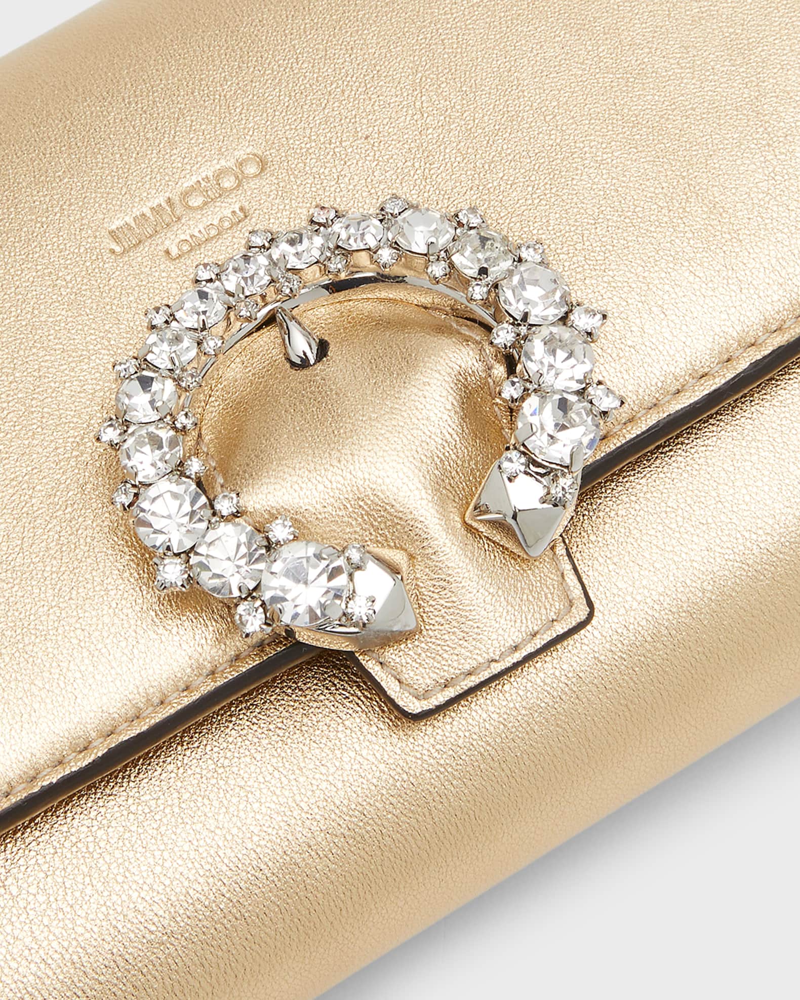 Jimmy Choo Madeline Mini Metallic Crystal Wallet with Chain