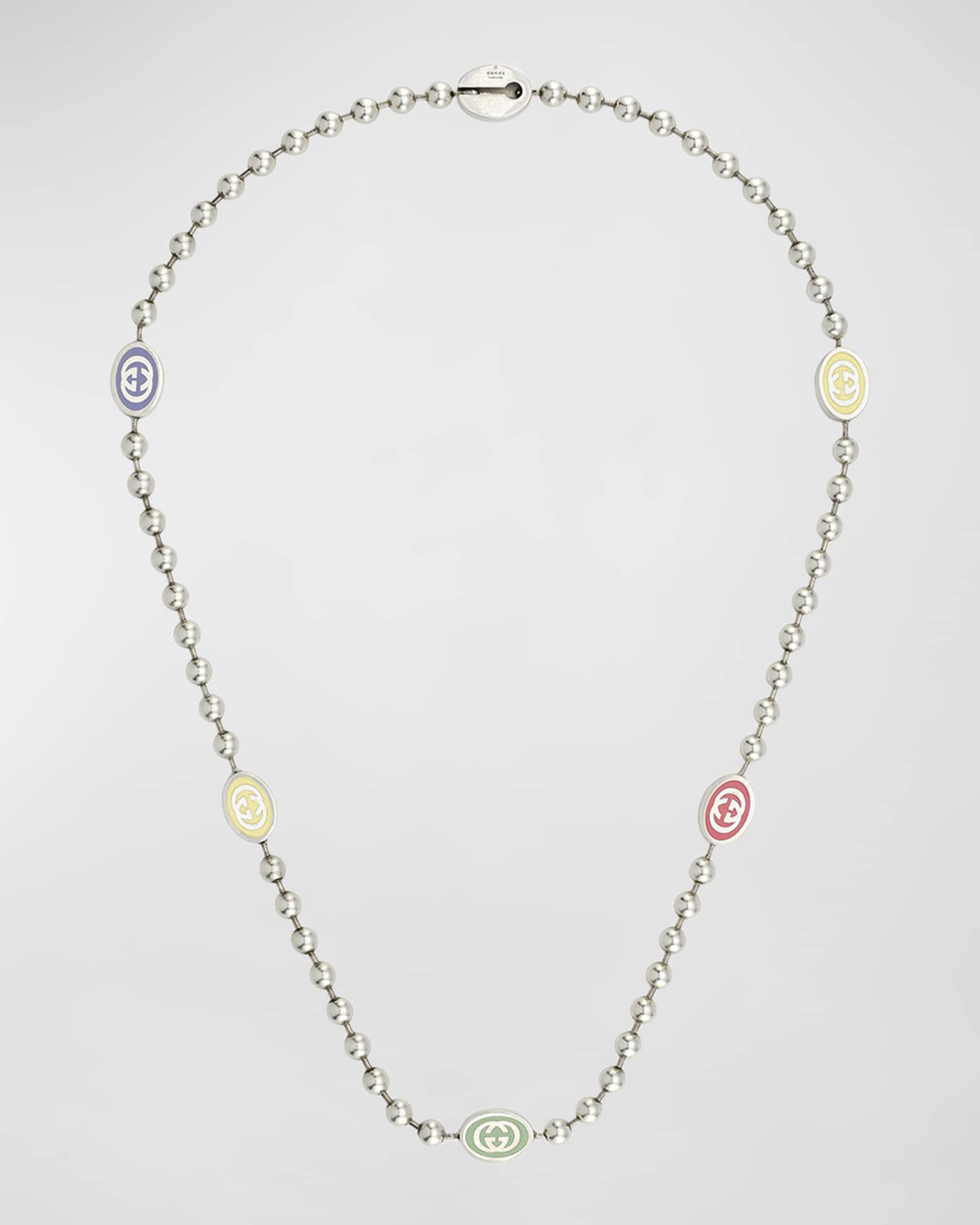 Interlocking G Sterling Silver Boule Necklace 1