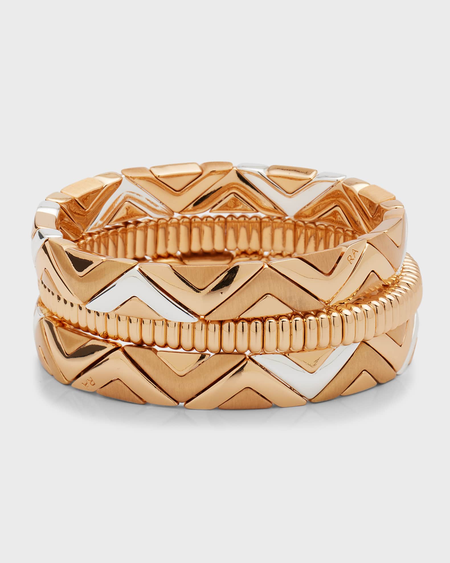 Two-Tone Puzzled Bracelets, Set of 3 0