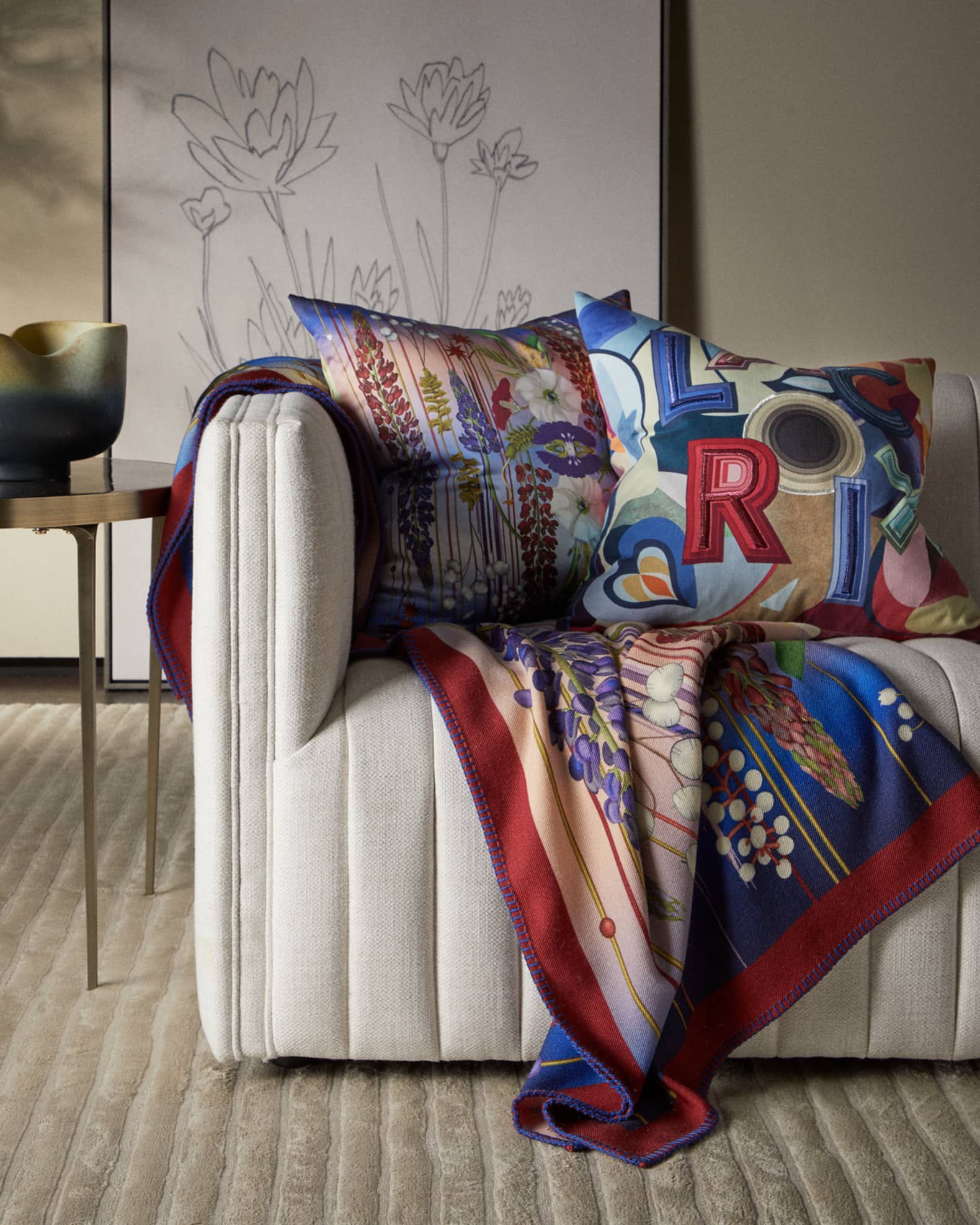 Christian Lacroix Amities Indigo Throw Blanket Neiman Marcus