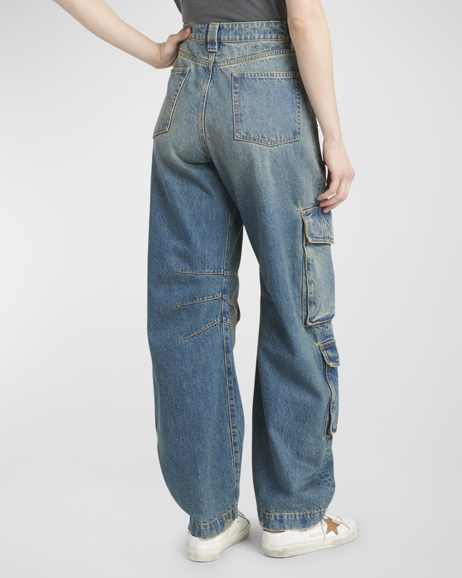 Golden Goose Low-Rise Wide-Leg Cargo Jeans | Neiman Marcus