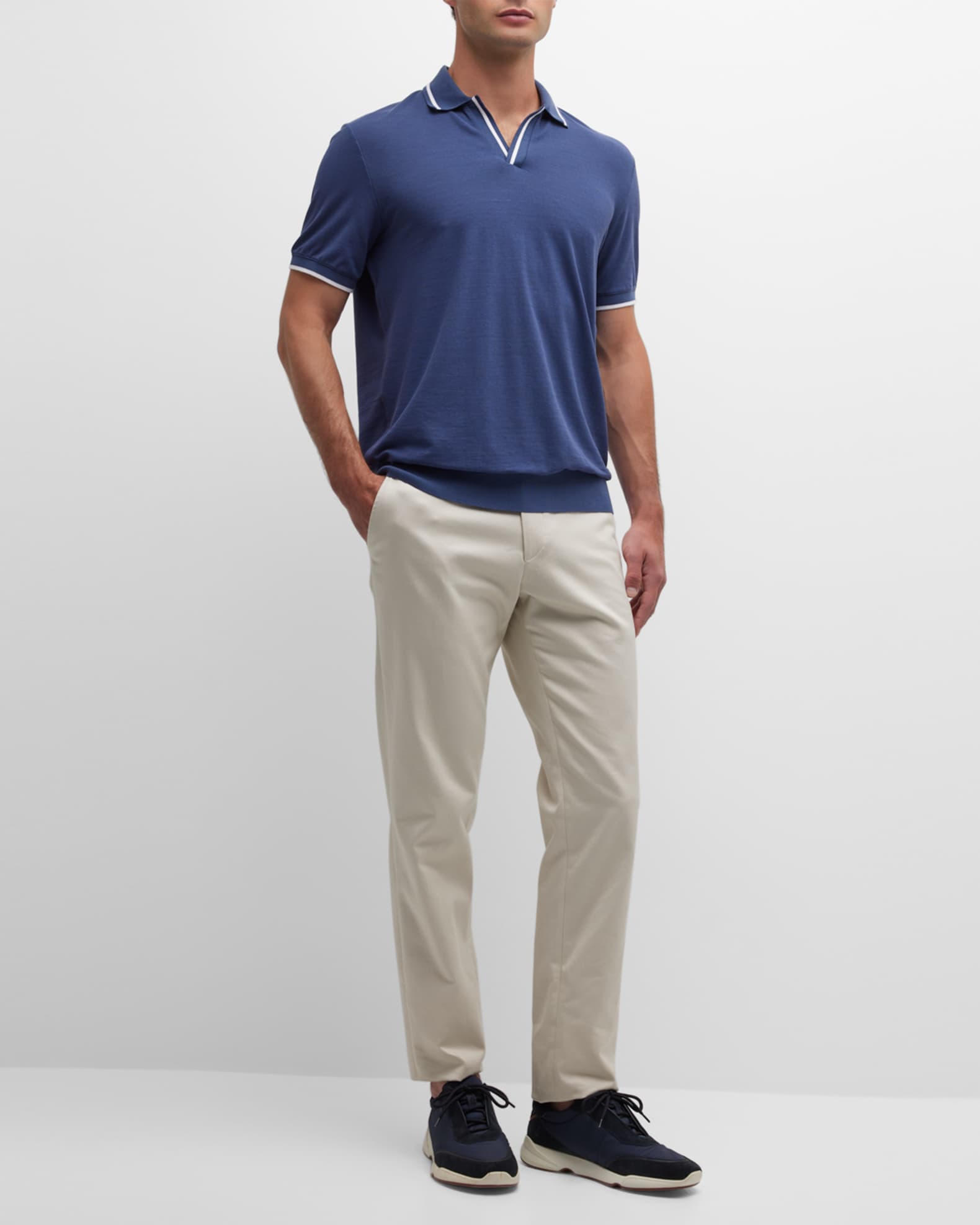 Palikir Cotton Jersey Polo T Shirt in Neutrals - Loro Piana