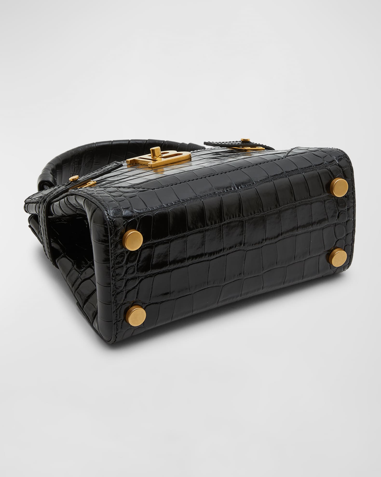 B-Buzz 22 top-handle bag in crocodile-print leather black - Women