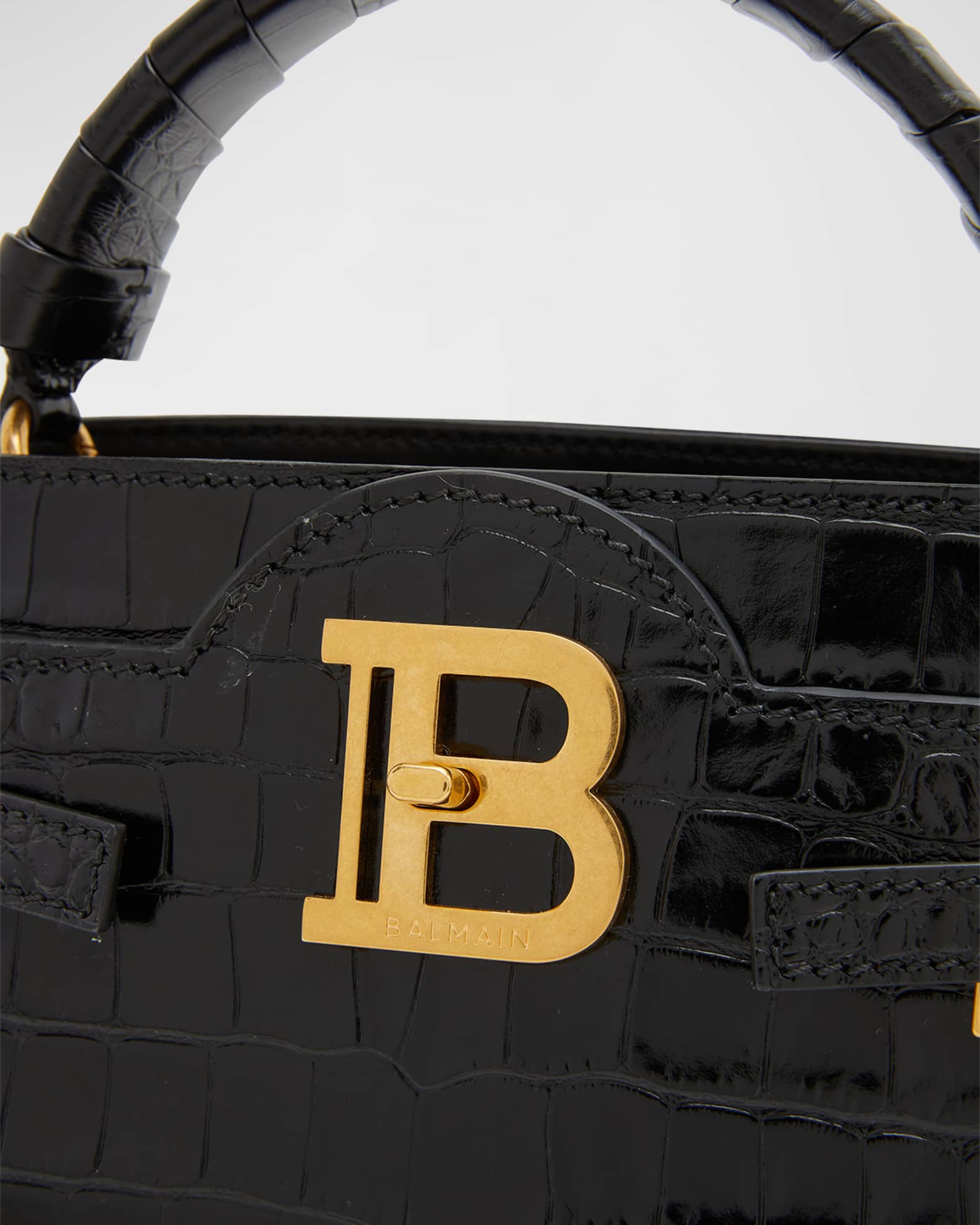 Balmain B Croc-embossed Leather Was Belt in Natural