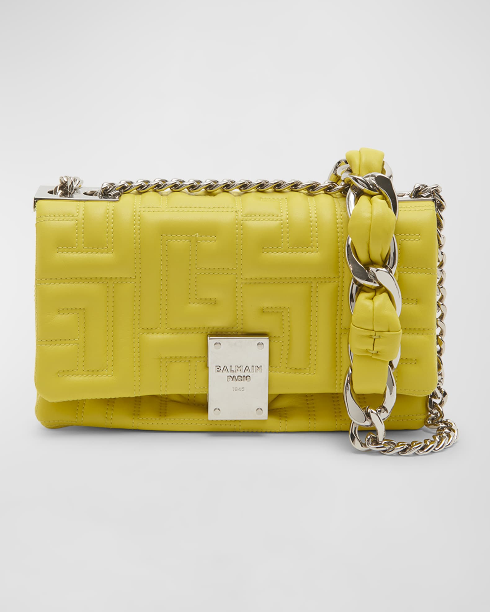 Balmain 1945 Small Quilted Monogram Leather Shoulder Bag | Neiman Marcus