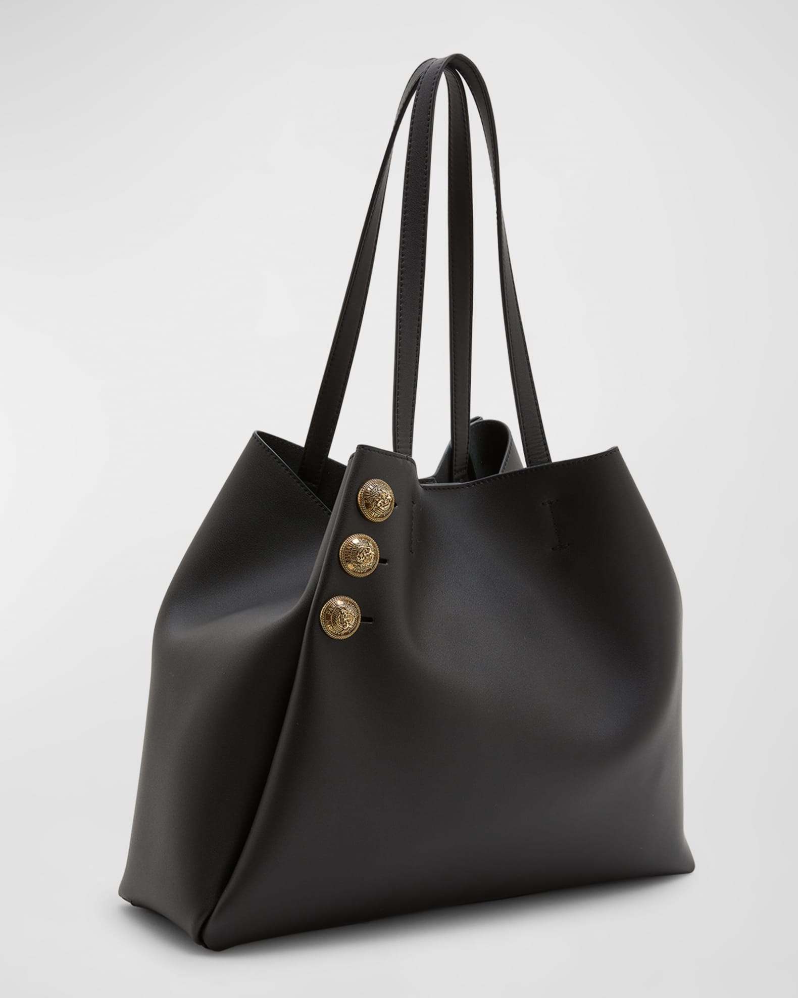 Balmain Embleme Leather Tote Bag Black
