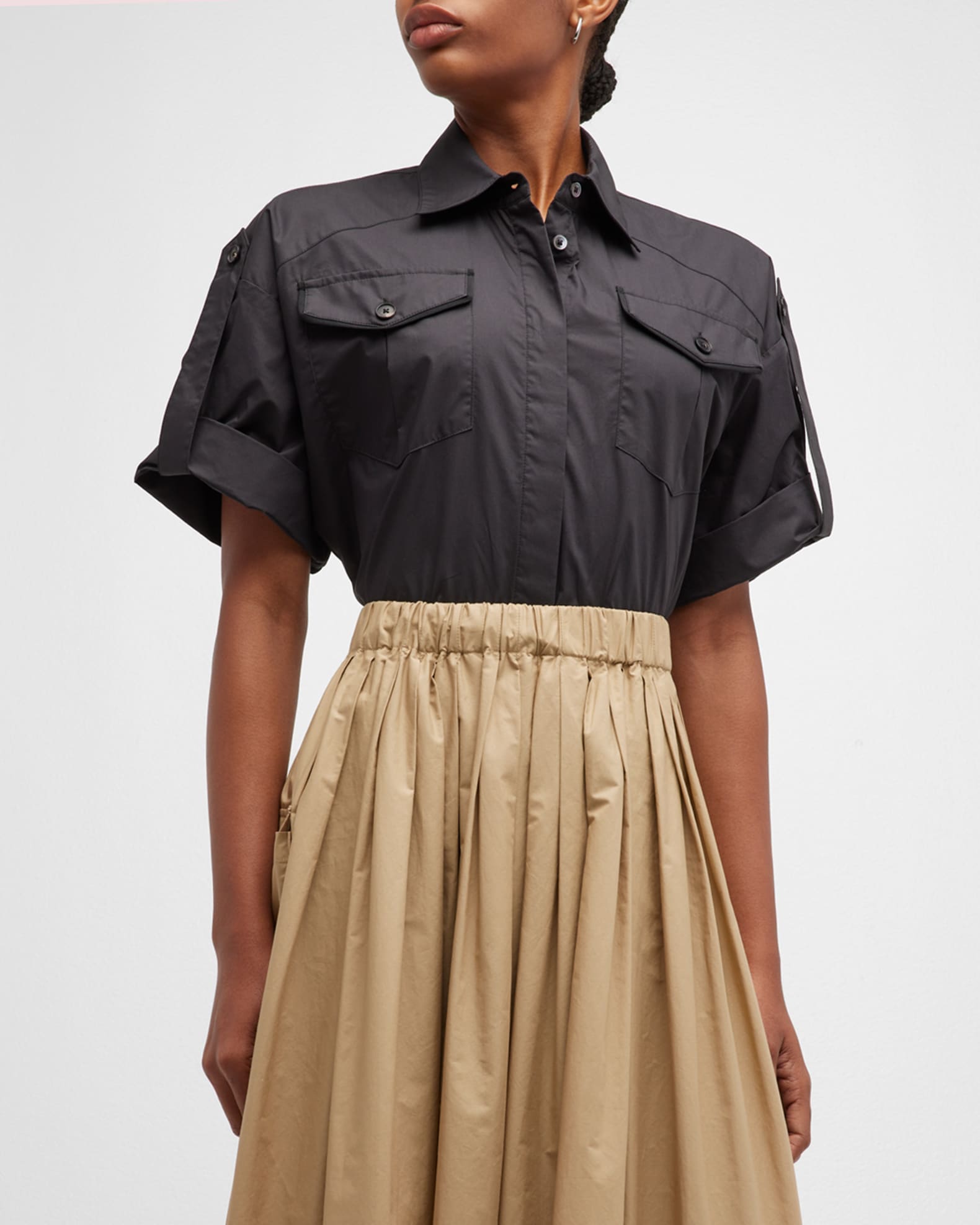 Co Cotton Utility Shirt with Rolled Cuffs | Neiman Marcus
