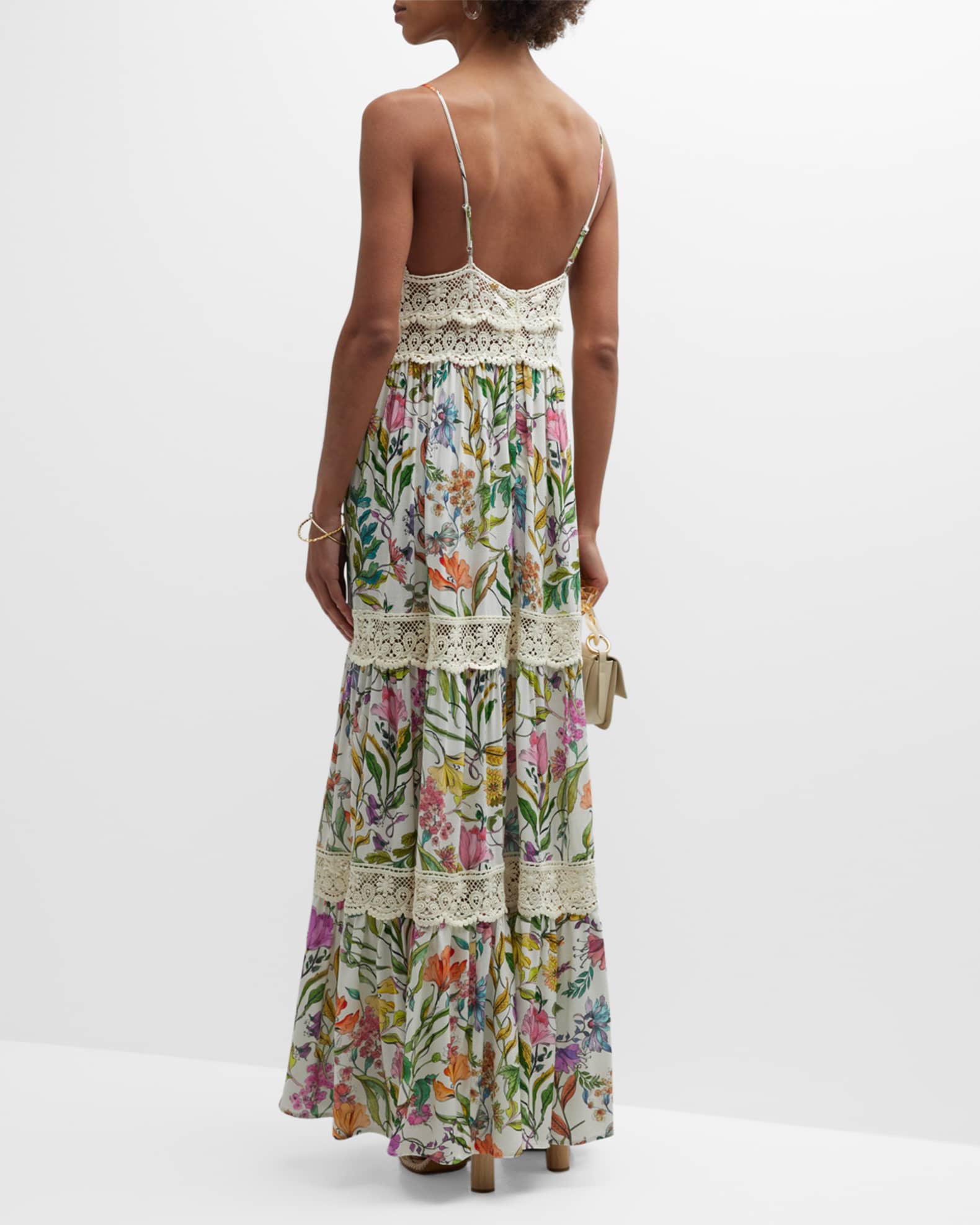 Sleeveless Lace Trim Maxi Dress