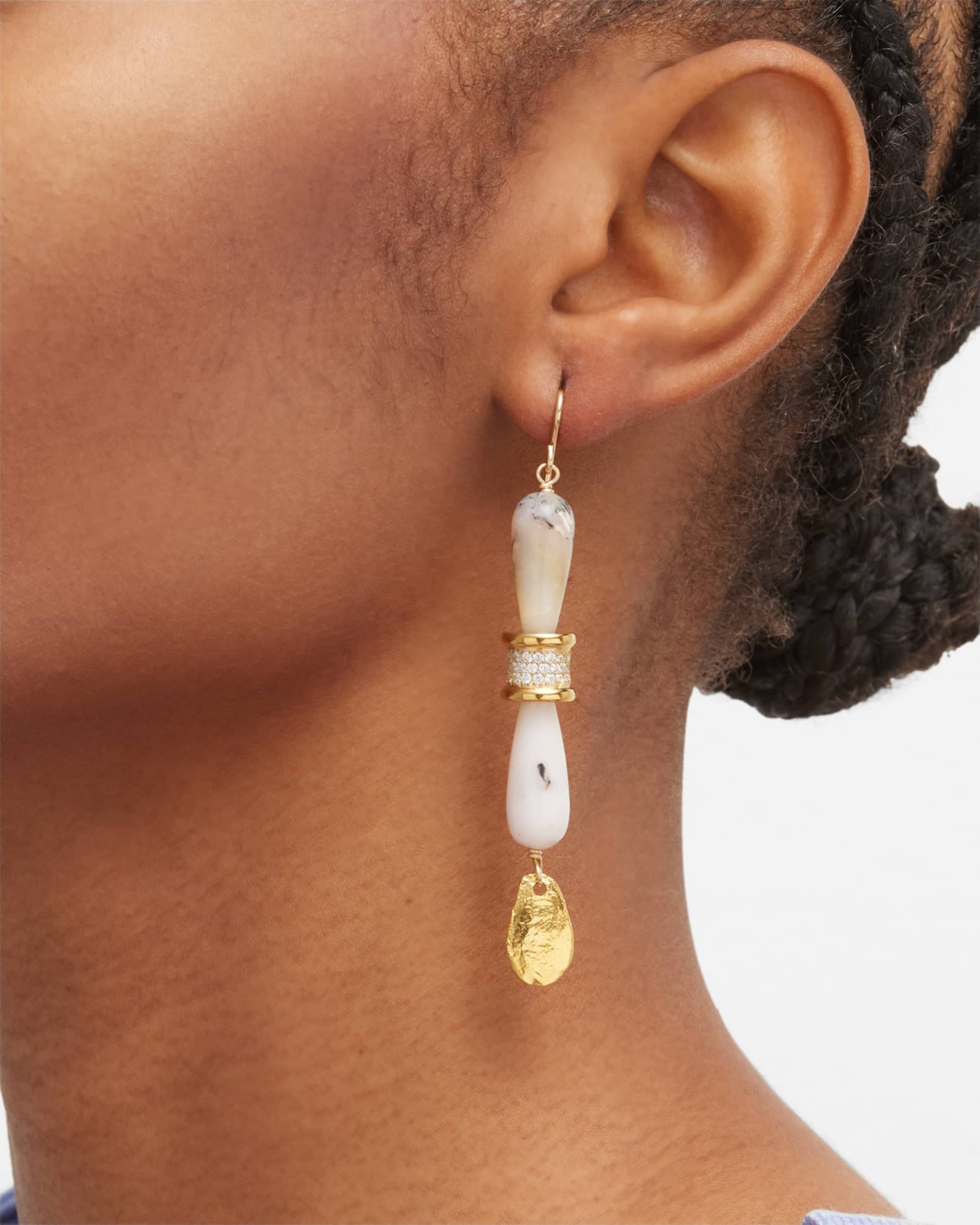 Diamond Illusion and Pink Opal Earrings 1