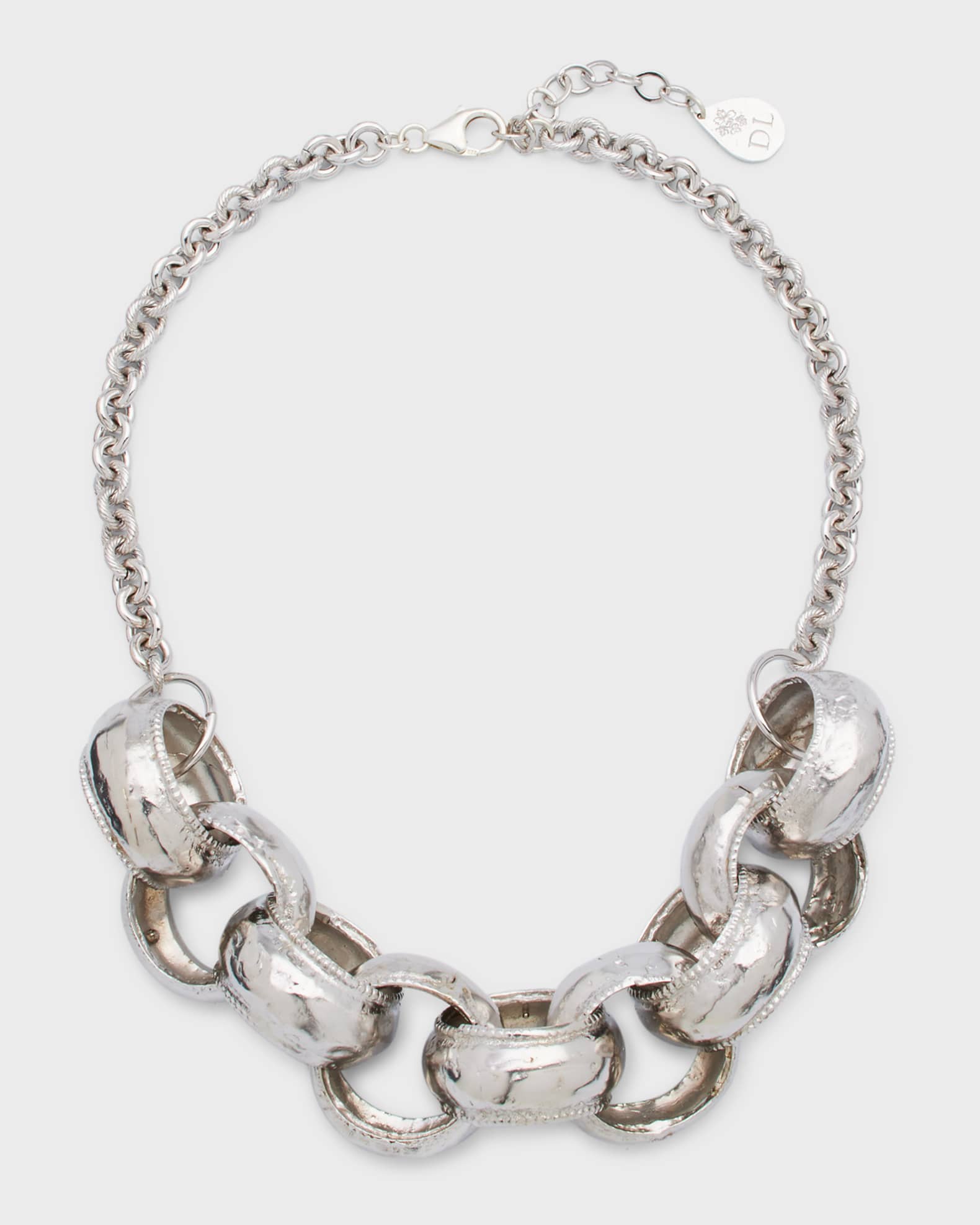 Rhodium Mongolian Chain Necklace 0