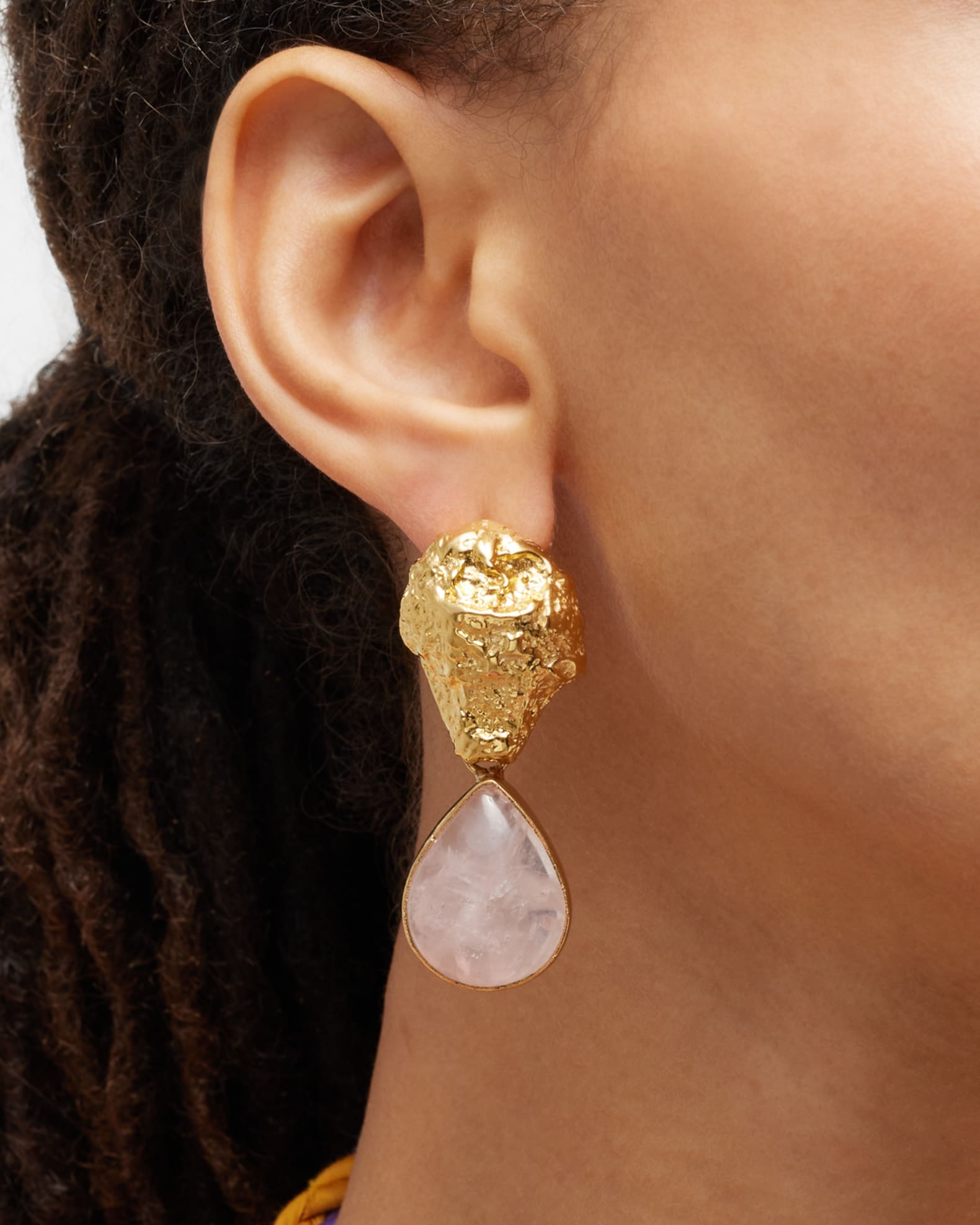 Rose Quartz and Gold Post Earrings 1
