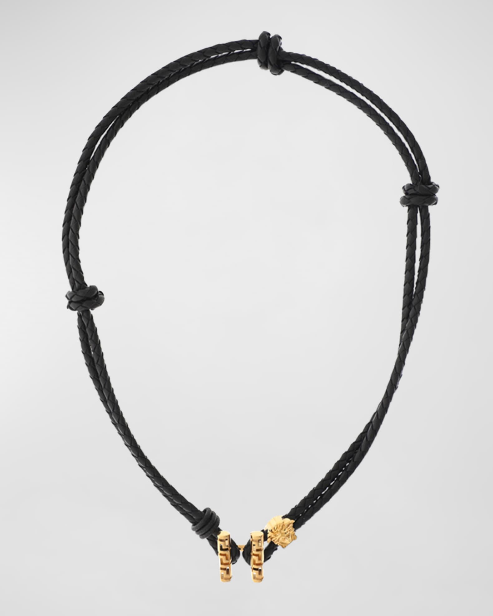 Versace Men's Greca Braided Leather Necklace