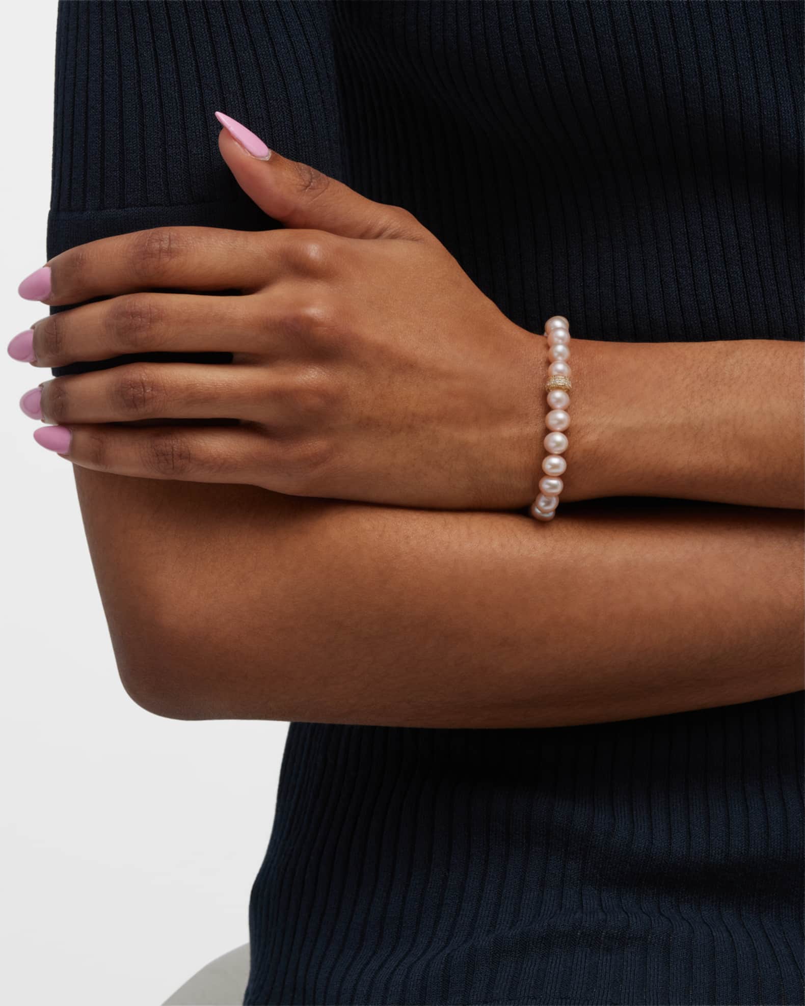 8mm Diamond Rondelle Freshwater Pearl Bracelet 1