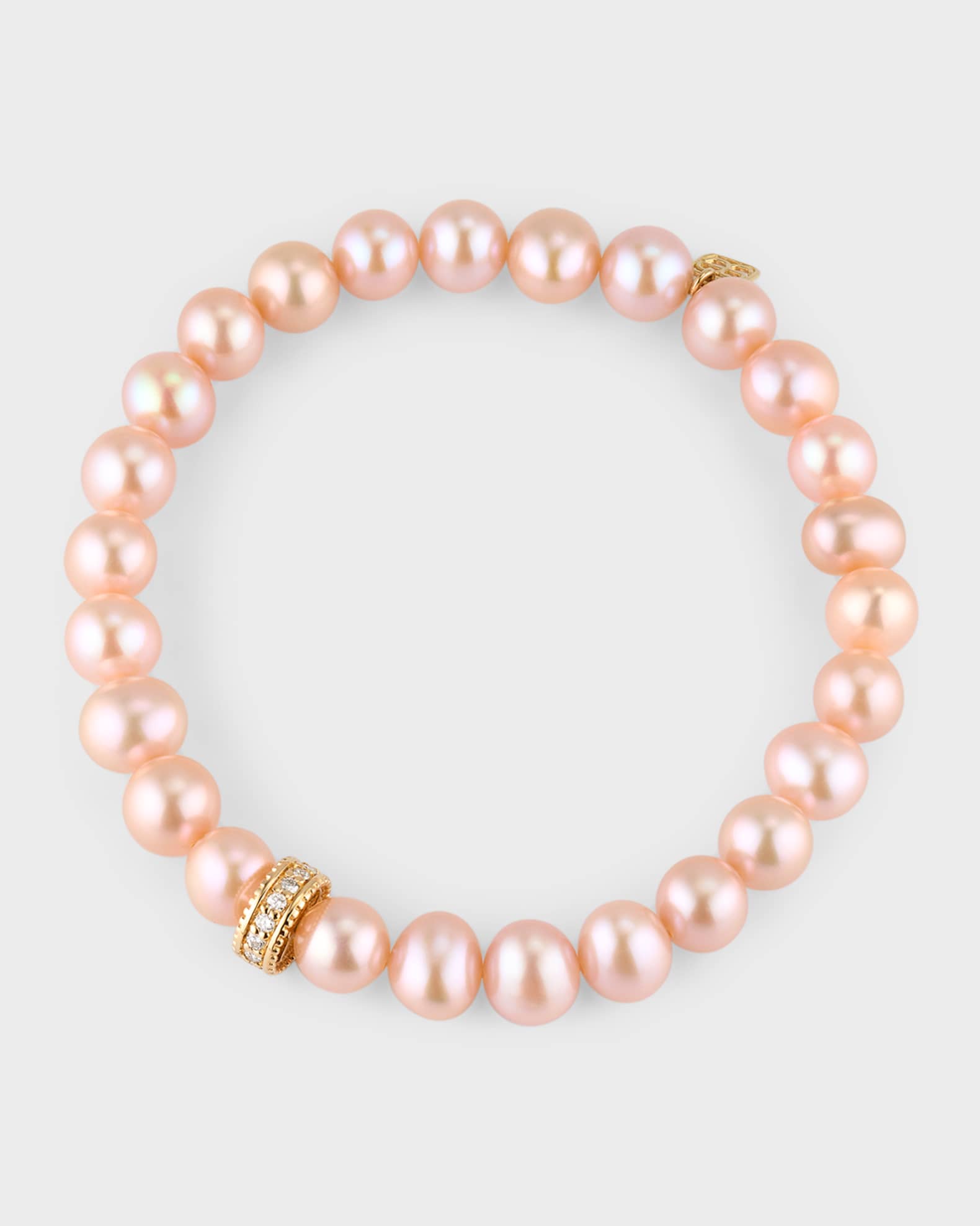 8mm Diamond Rondelle Freshwater Pearl Bracelet 0