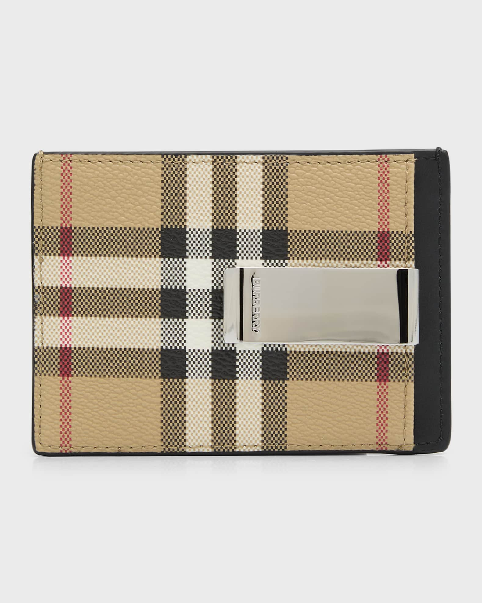 Burberry Vintage Check E-canvas Wallet 6 slot Archive Beige