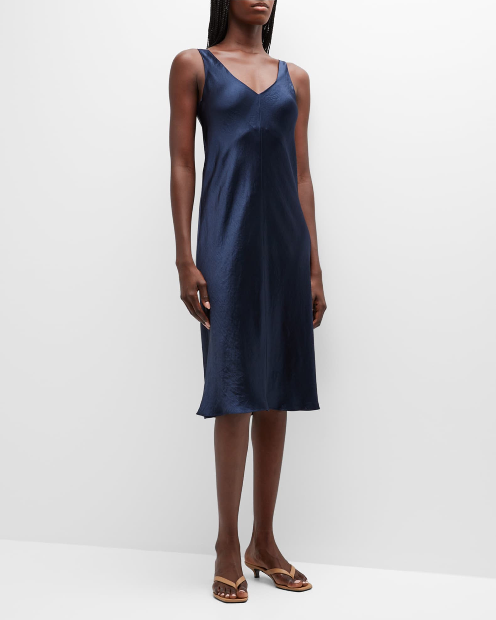 Vince Double V-Neck Slip Midi Dress | Neiman Marcus