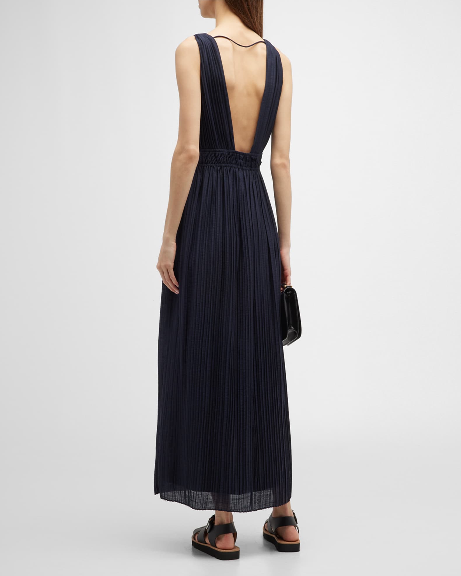 Vince chevron pleated midi hot sale dress