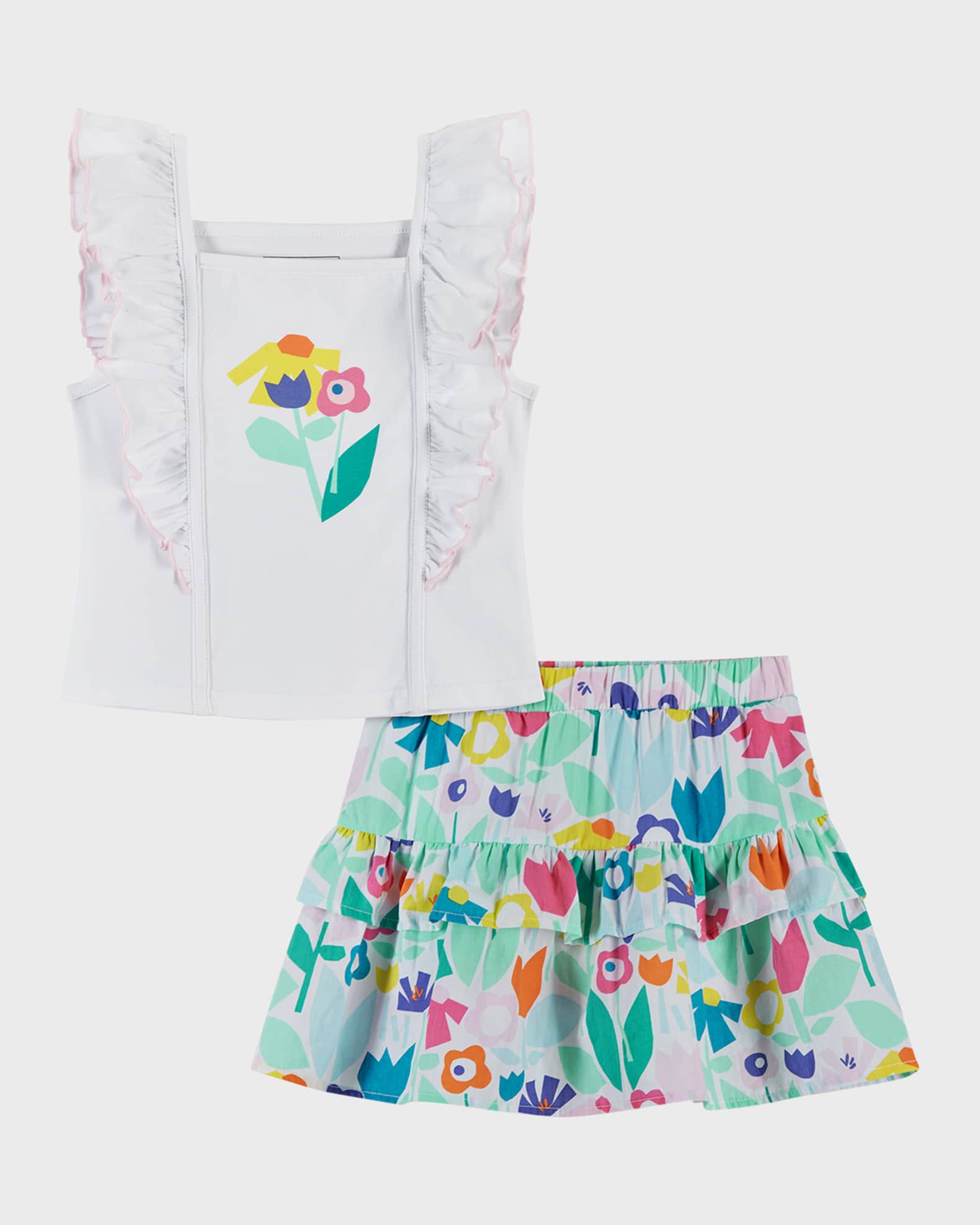 Andy & Evan Girl's Floral-Print Top And Skirt Set, Size 2-6X