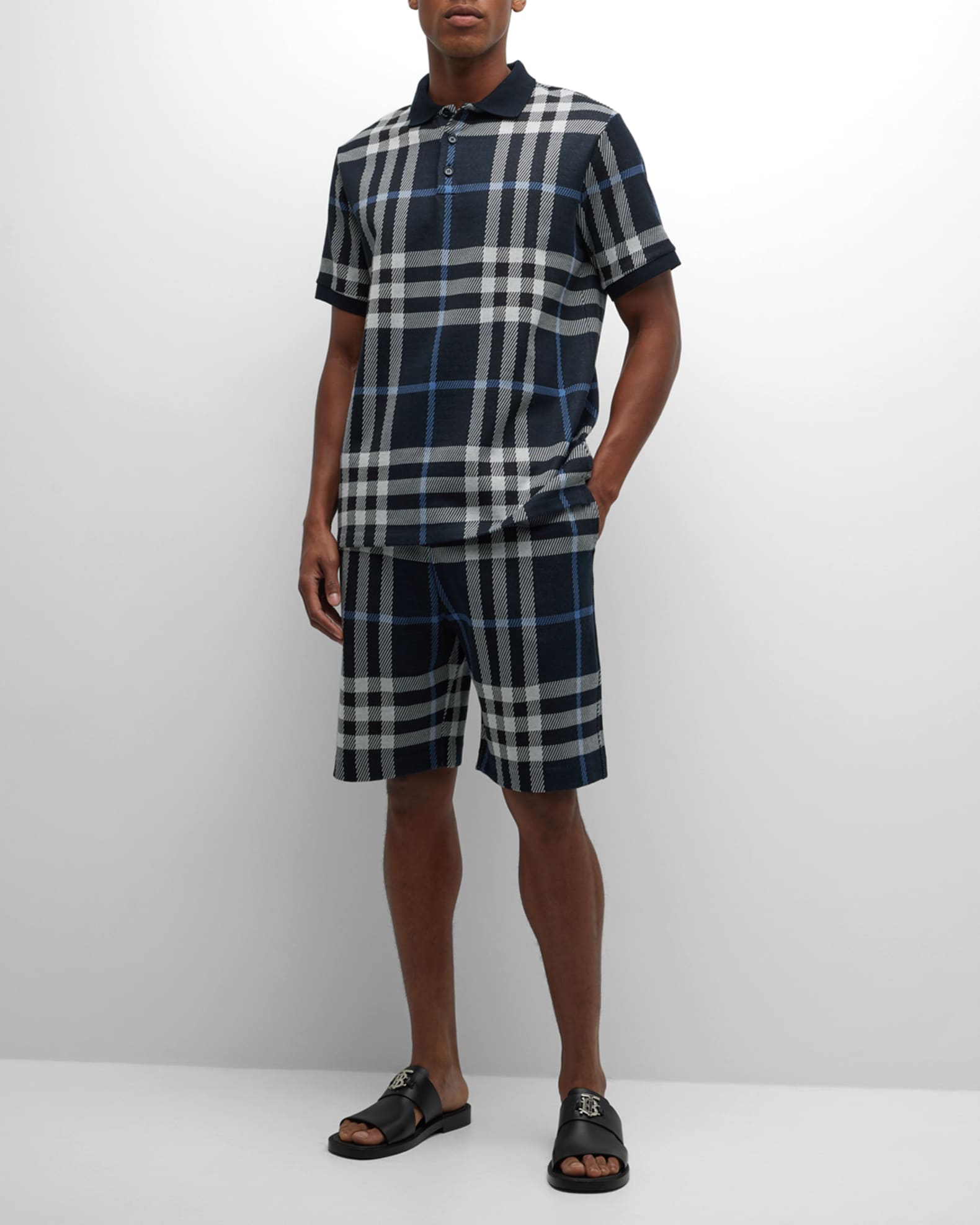 Burberry Men's Terry Check Shorts Neiman Marcus