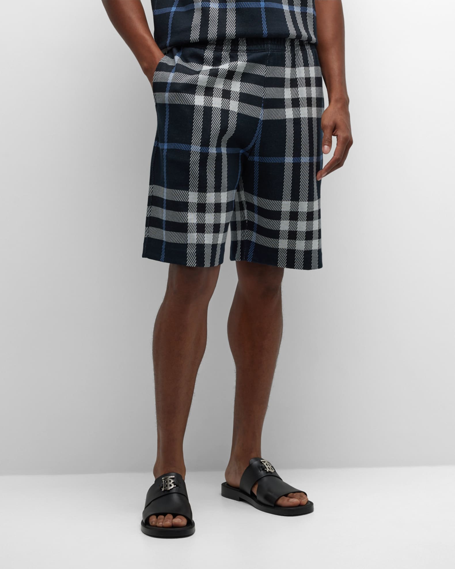Burberry Men's Terry Check Shorts Neiman Marcus