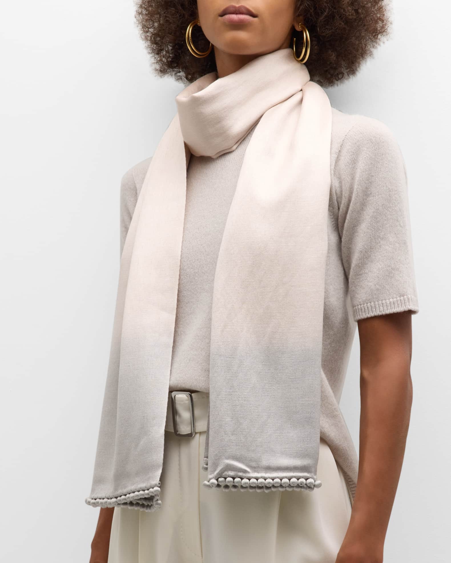 Beige cashmere and silk scarf
