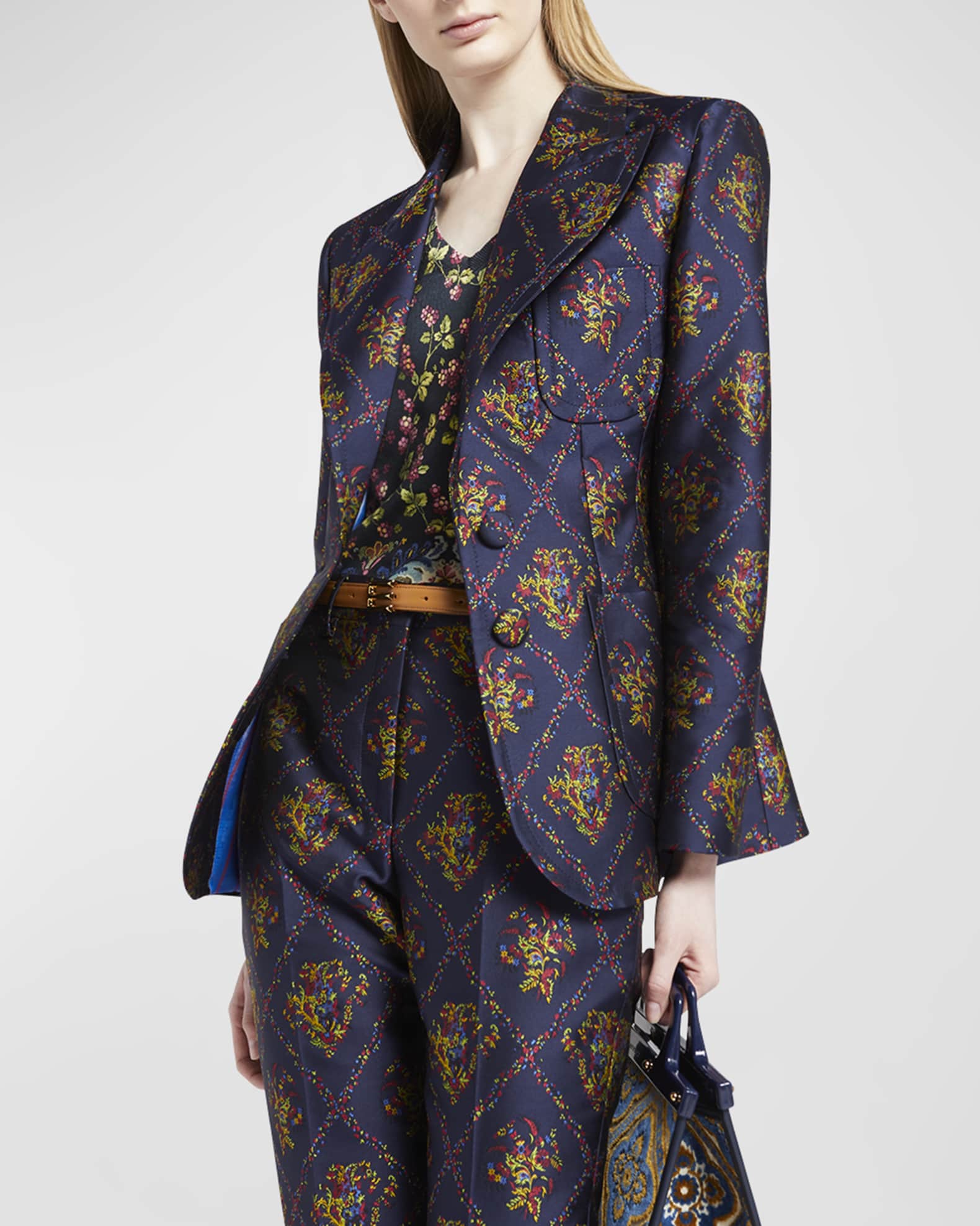 Etro Micor Floral Jacquard Blazer Jacket | Neiman Marcus