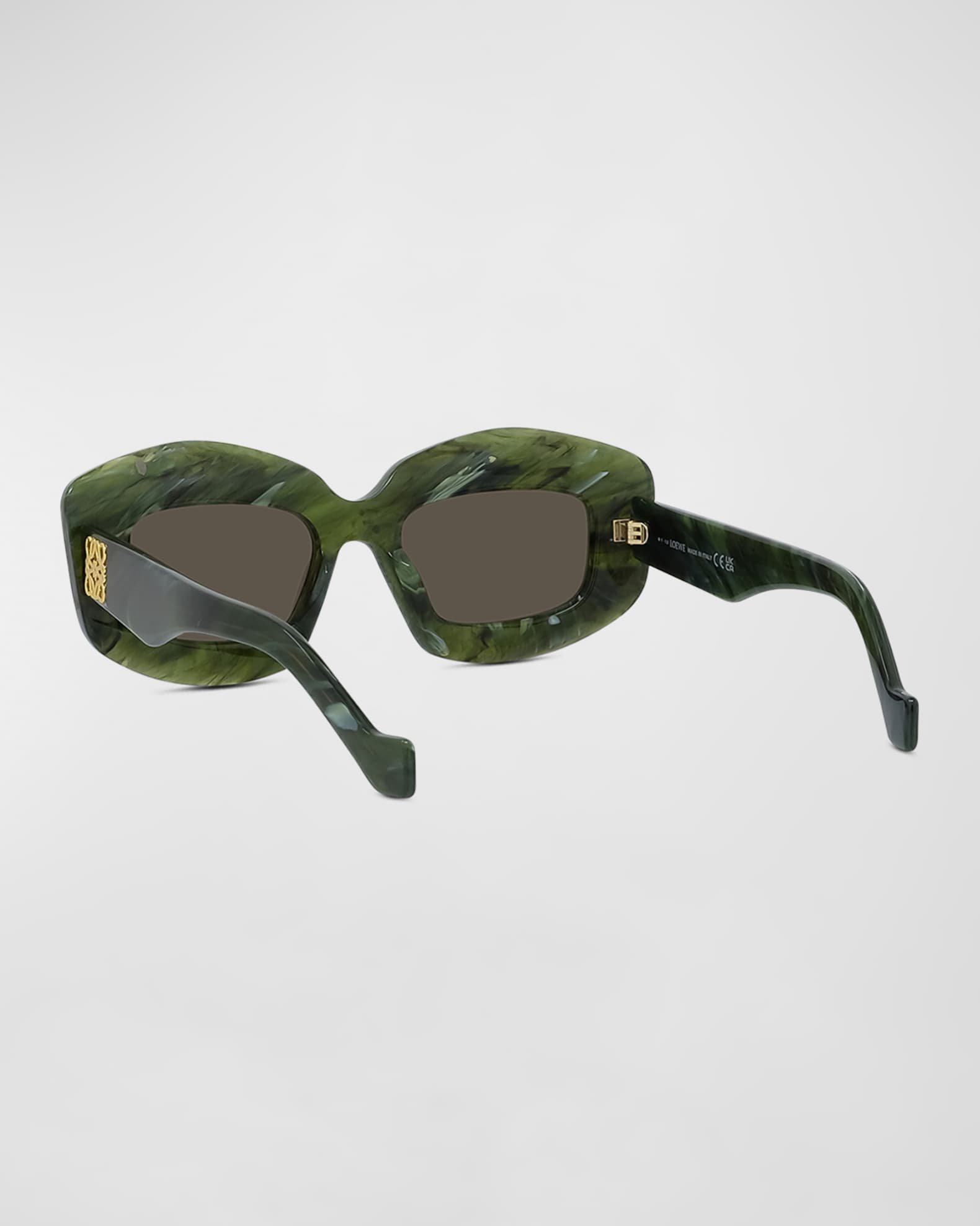 Emerald Green Acetate Rectangle Sunglasses With Golden Accents  1